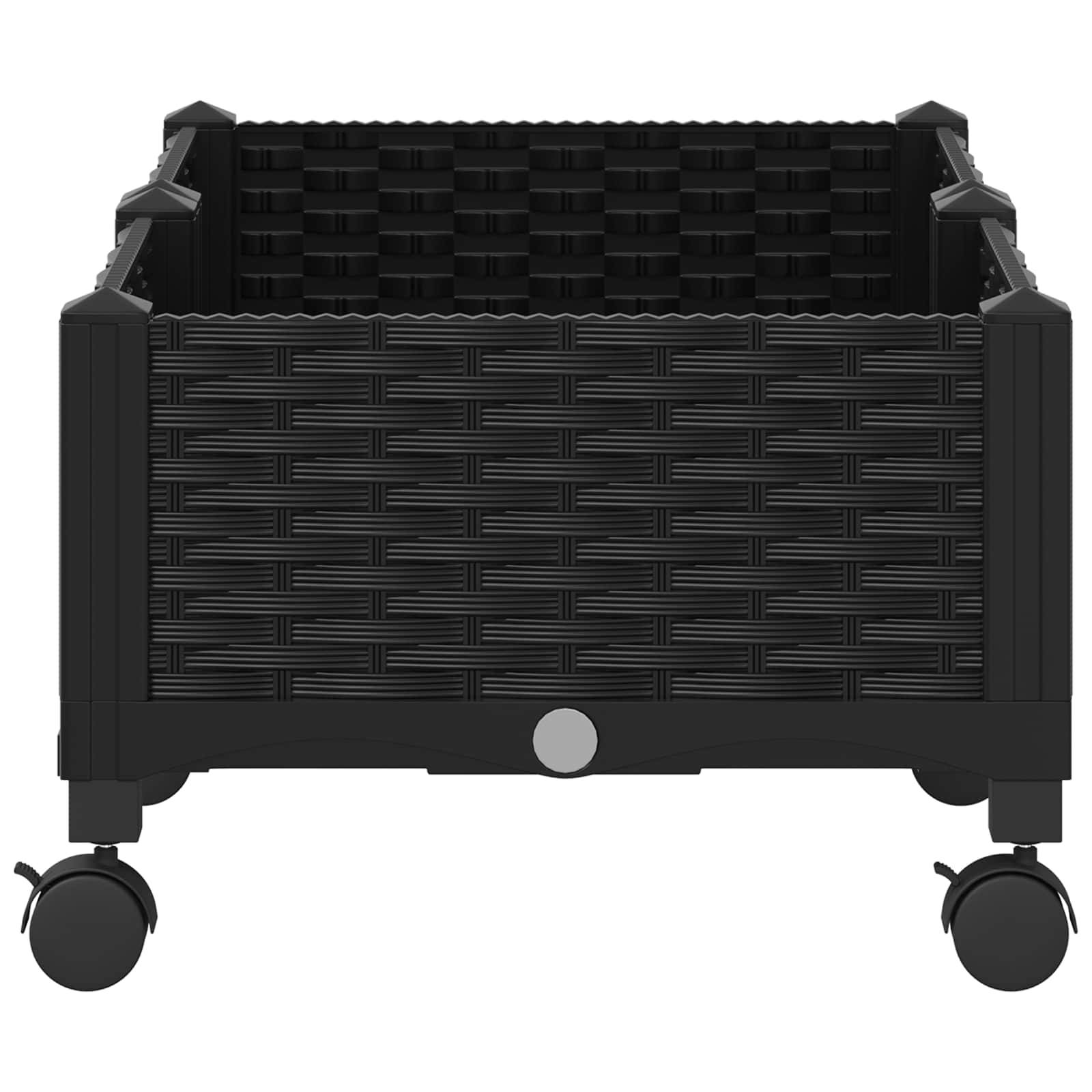 vidaXL Gartenpflanzer mit Rädern Schwarz 80 x 40 x 29 cm PP