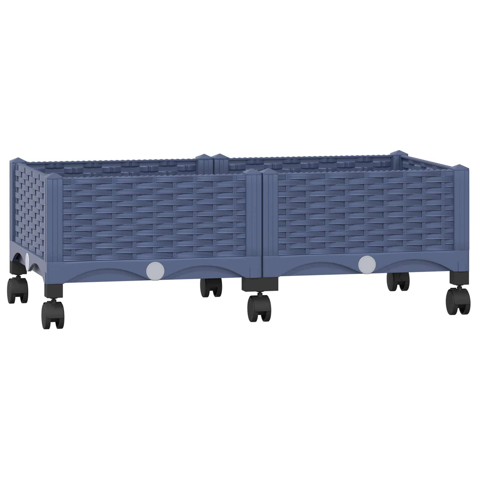 vidaXL Gartenpflanzer mit Rädern Blaugrau 80 x 40 x 33 cm PP
