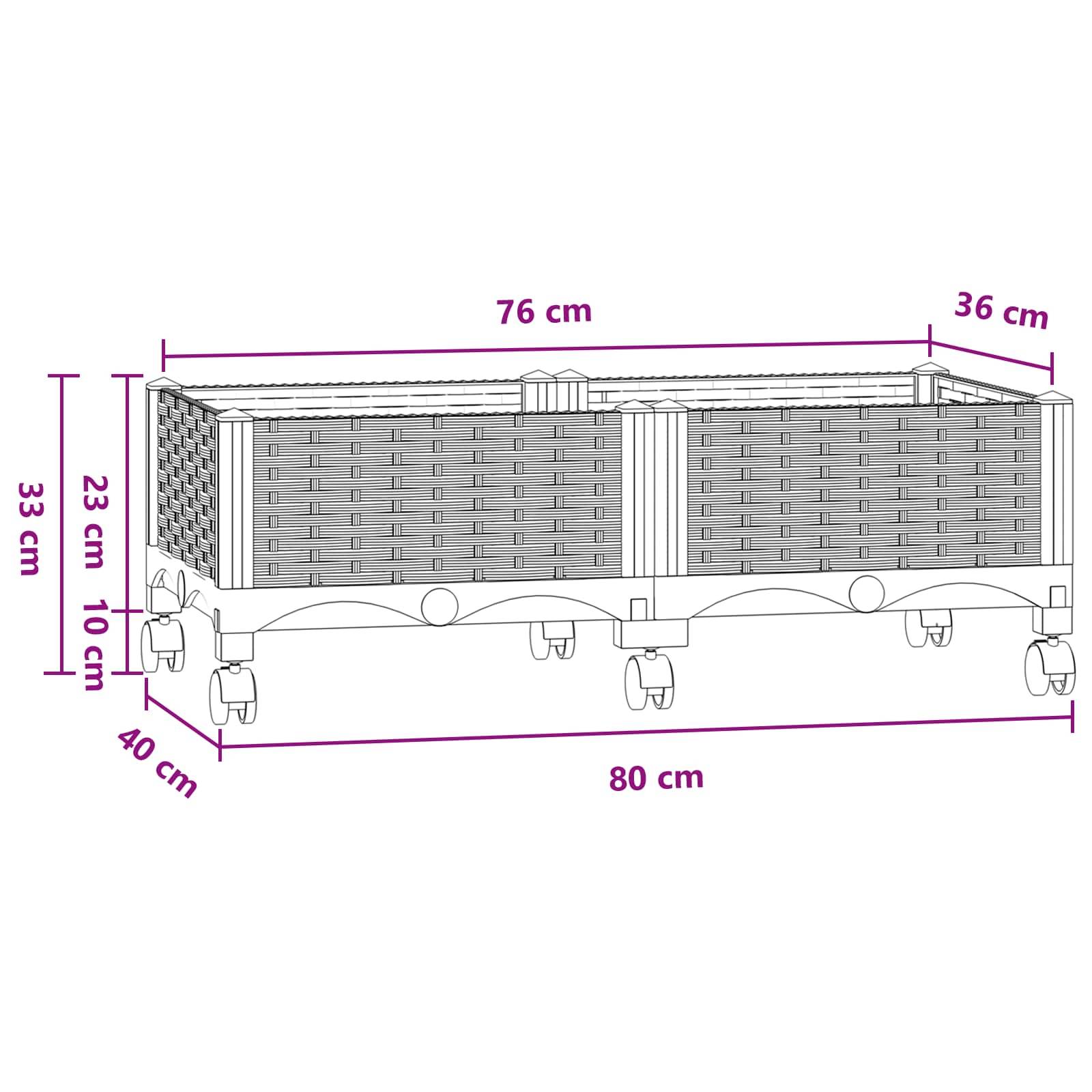 vidaXL Gartenpflanzer mit Rädern Blaugrau 80 x 40 x 33 cm PP