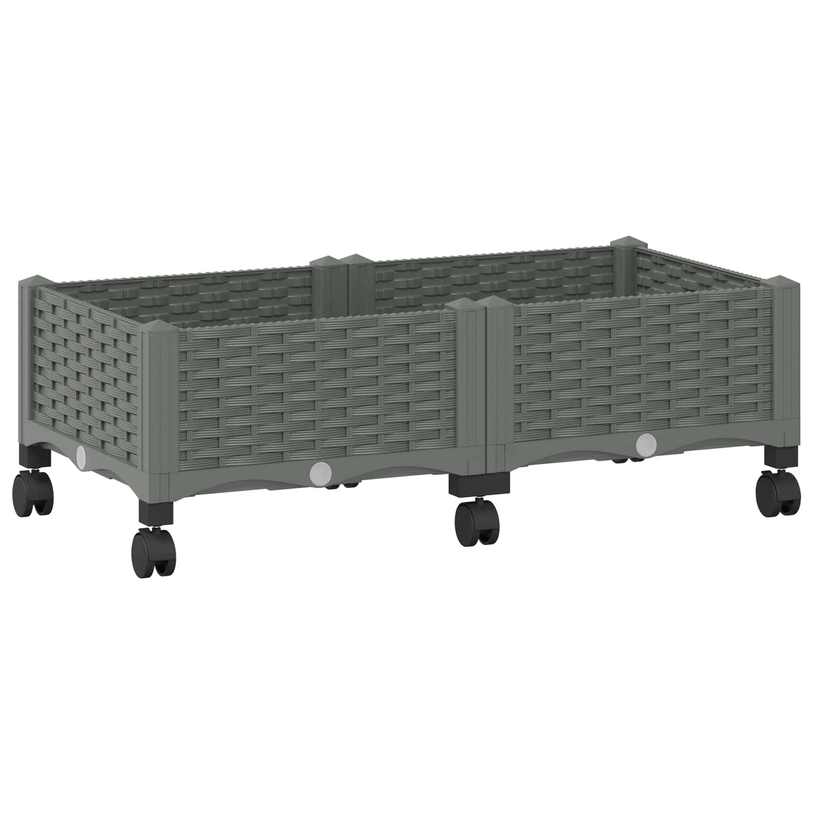 vidaXL Gartenpflanzer mit Rädern Hellgrau 80 x 40 x 33 cm PP