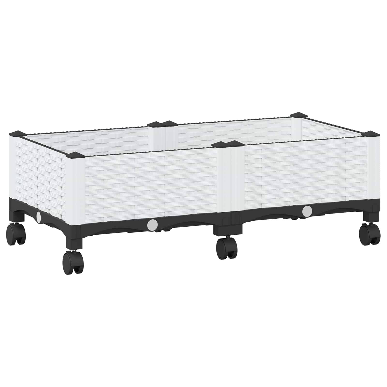 vidaXL Gartenpflanzer mit Rädern Weiß 80 x 40 x 33 cm PP