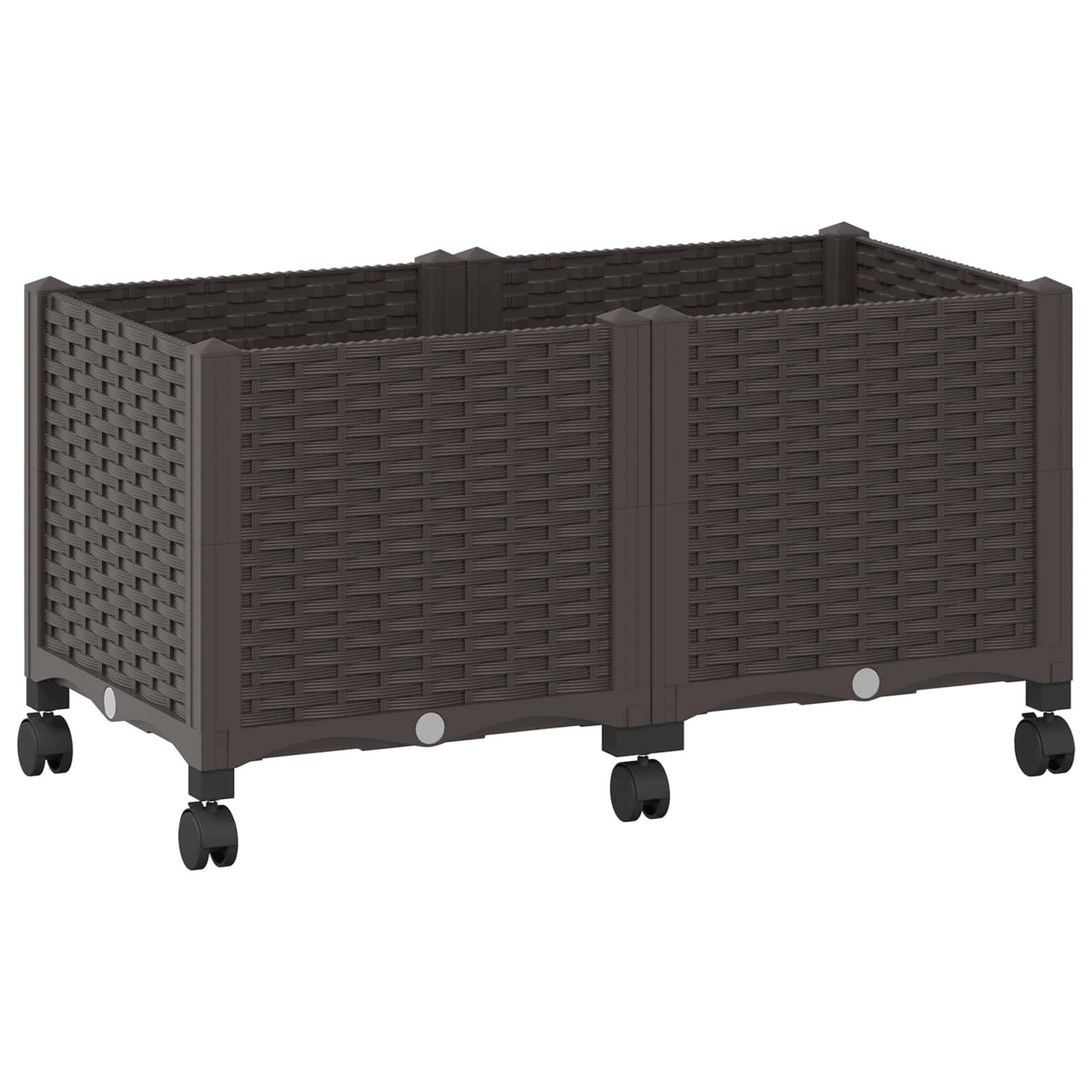 vidaXL Gartenpflanzer mit Rädern Braun 80 x 40 x 44 cm PP