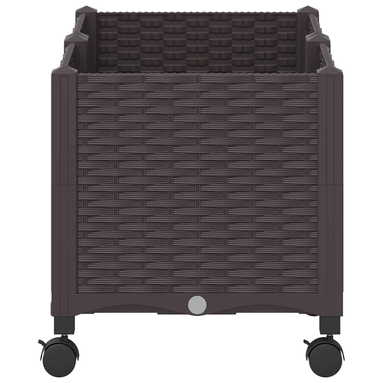 vidaXL Gartenpflanzer mit Rädern Braun 80 x 40 x 44 cm PP