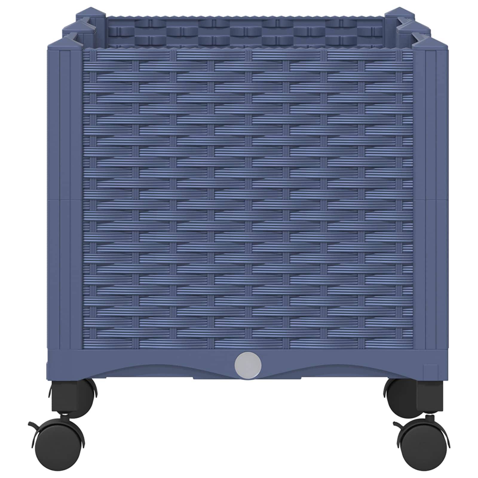 vidaXL Gartenpflanzer mit Rädern Blaugrau 80 x 40 x 48 cm PP
