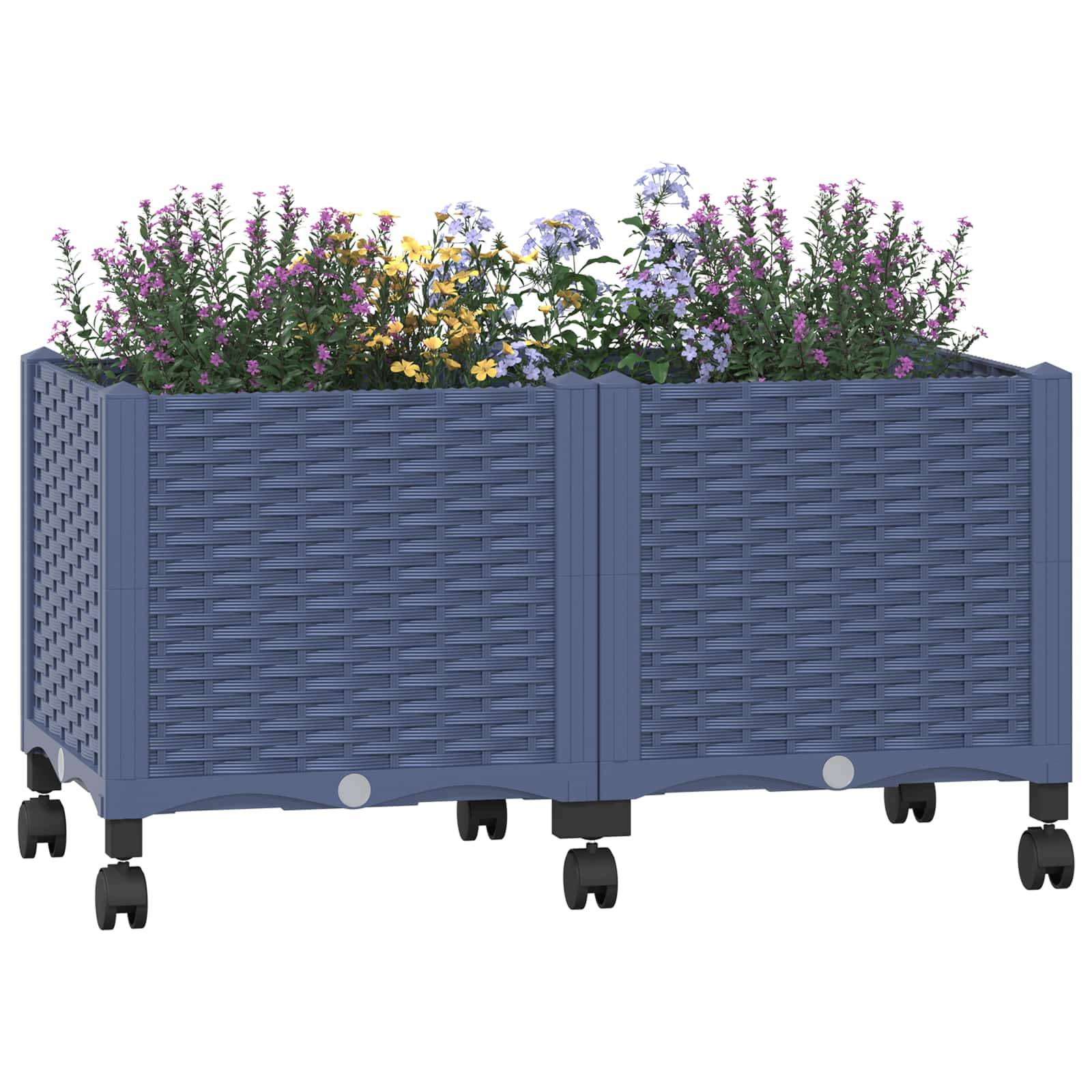 vidaXL Gartenpflanzer mit Rädern Blaugrau 80 x 40 x 48 cm PP