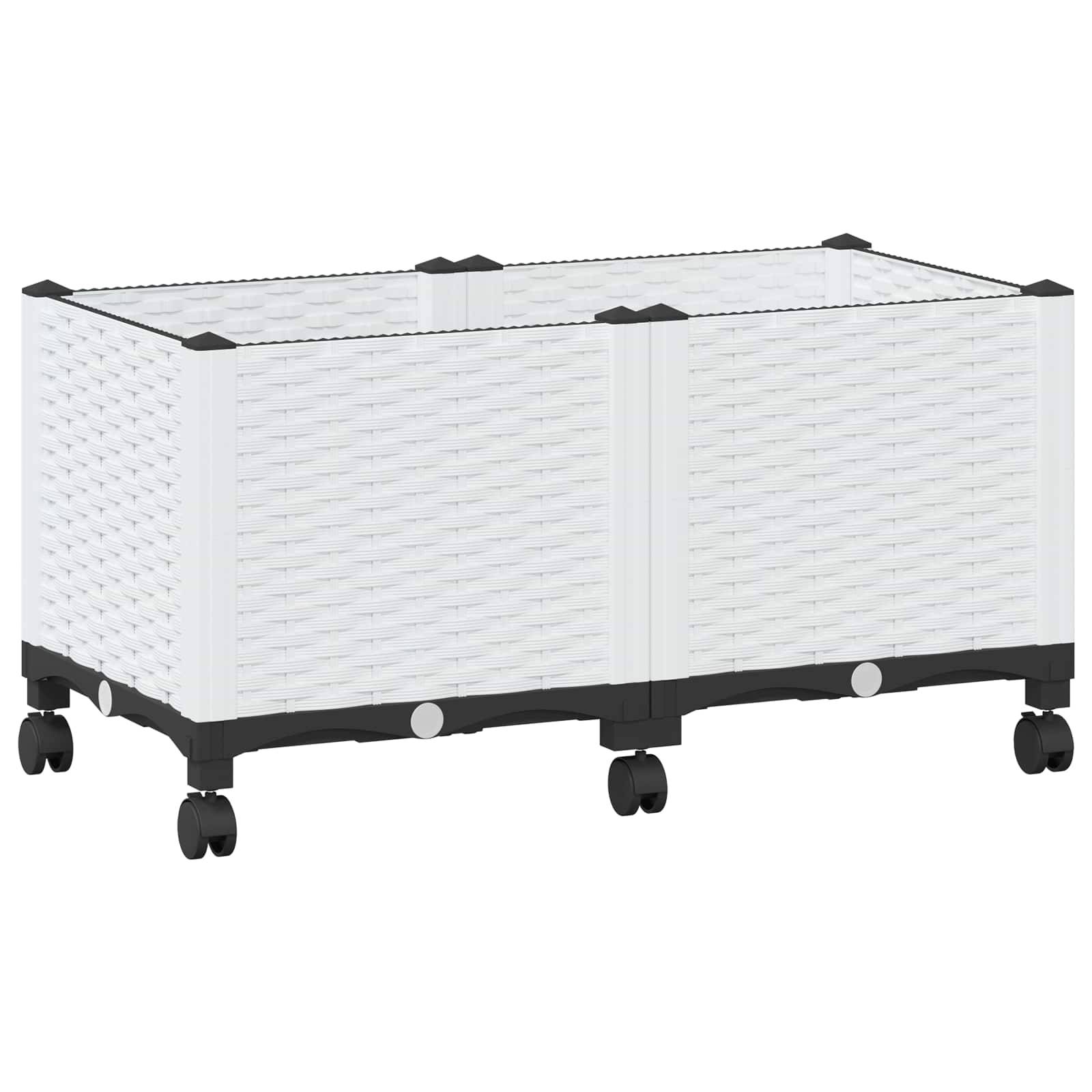 vidaXL Gartenpflanzer mit Rädern Weiß 80 x 40 x 48 cm PP