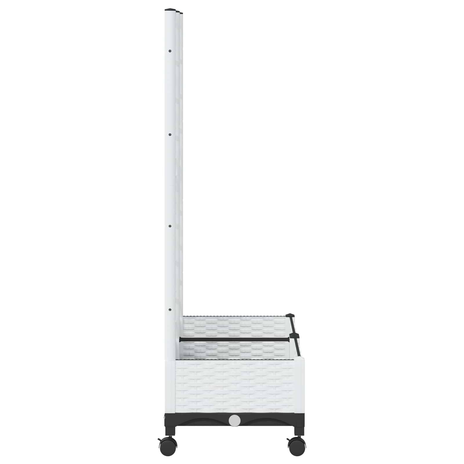 vidaXL Pflanzkübel mit Spalier und Rädern Weiß 80 x 40 x 131,5 cm PP