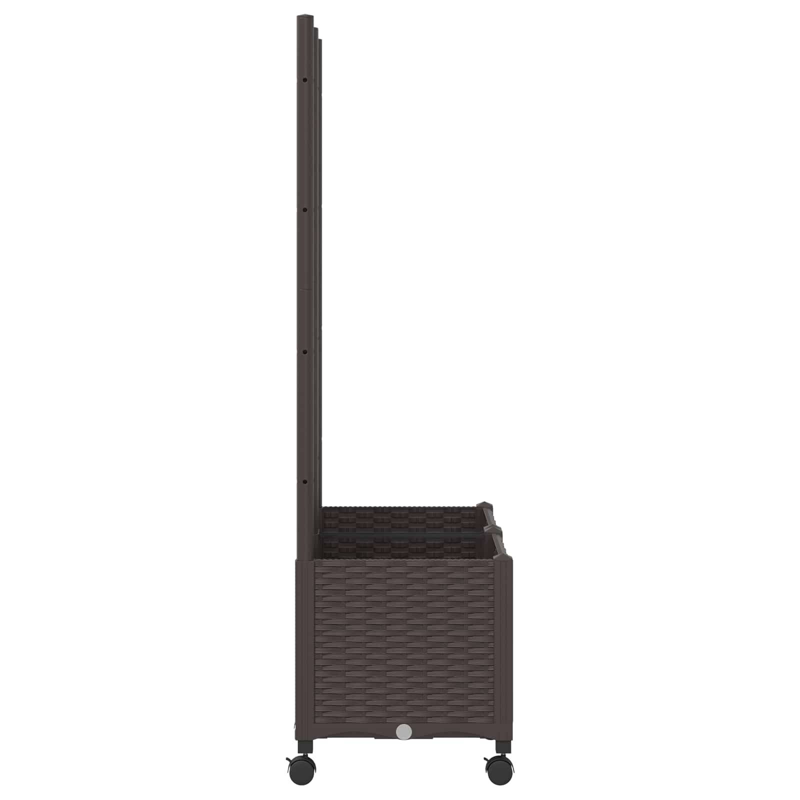 vidaXL Pflanzkübel mit Spalier und Rädern Braun 80 x 40 x 146 cm PP