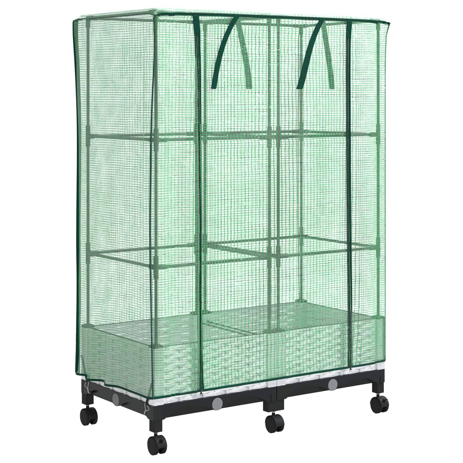 vidaXL Gartenplanter mit Gewächshausabdeckung und Rädern 2 Stk. Weiß