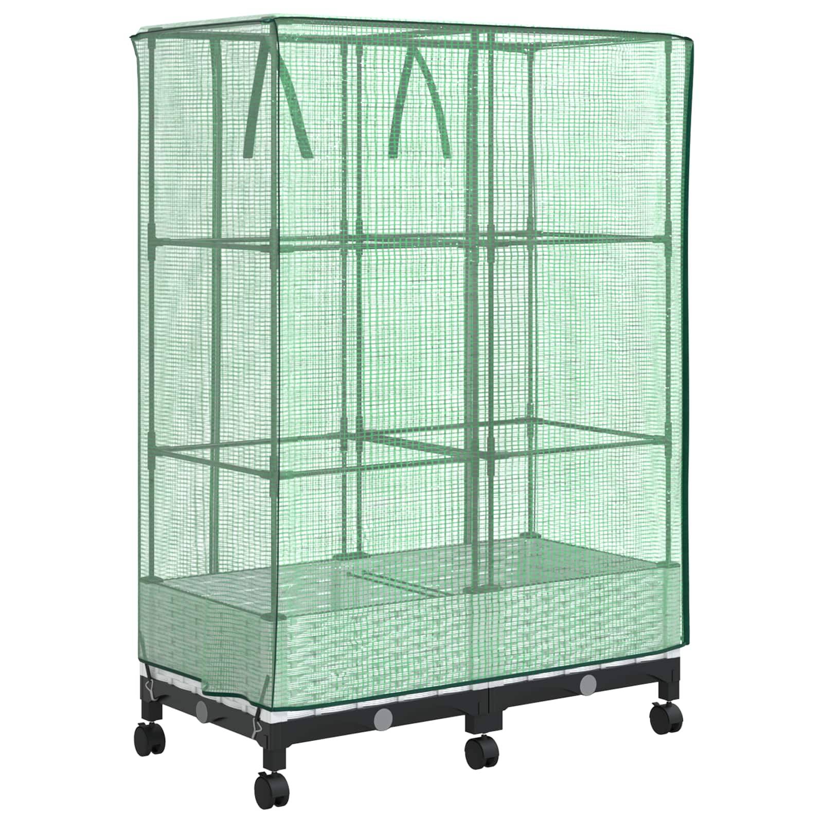 vidaXL Gartenplanter mit Gewächshausabdeckung und Rädern 2 Stk. Weiß