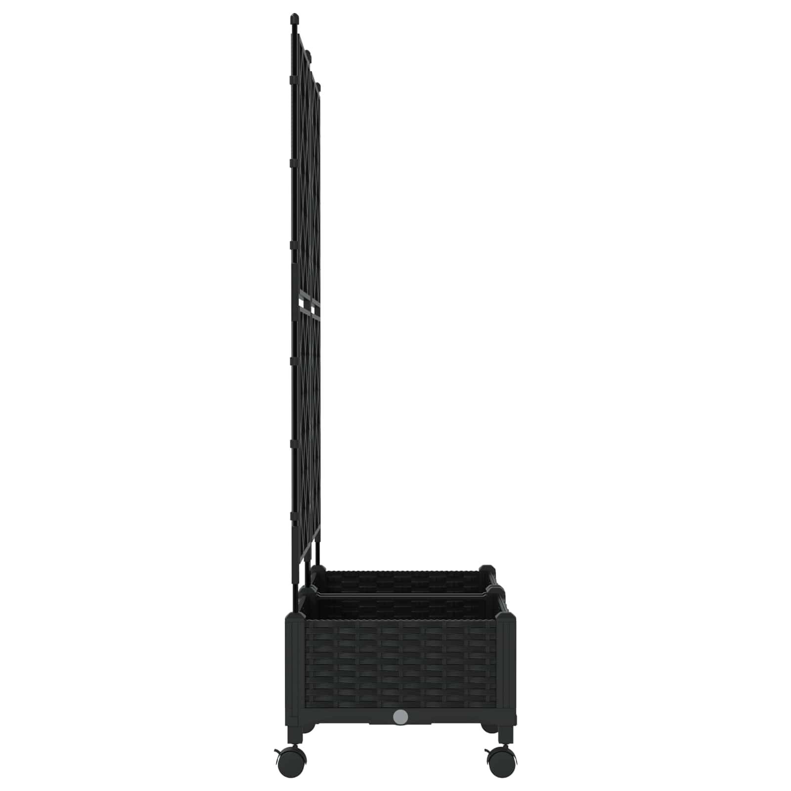 vidaXL Pflanzkübel mit Spalier und Rädern 2 Stk. Schwarz PP