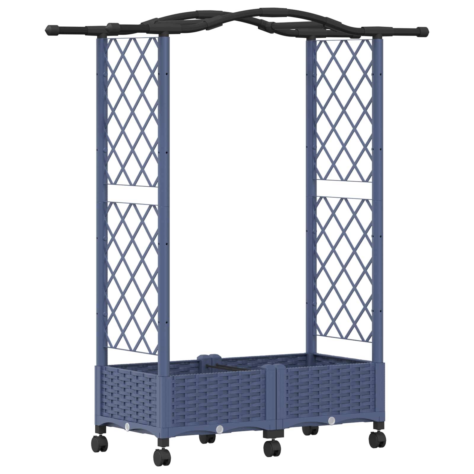 vidaXL Hochbeet mit Rankgitter und Dach Grau 124 x 40 x 129 cm PP