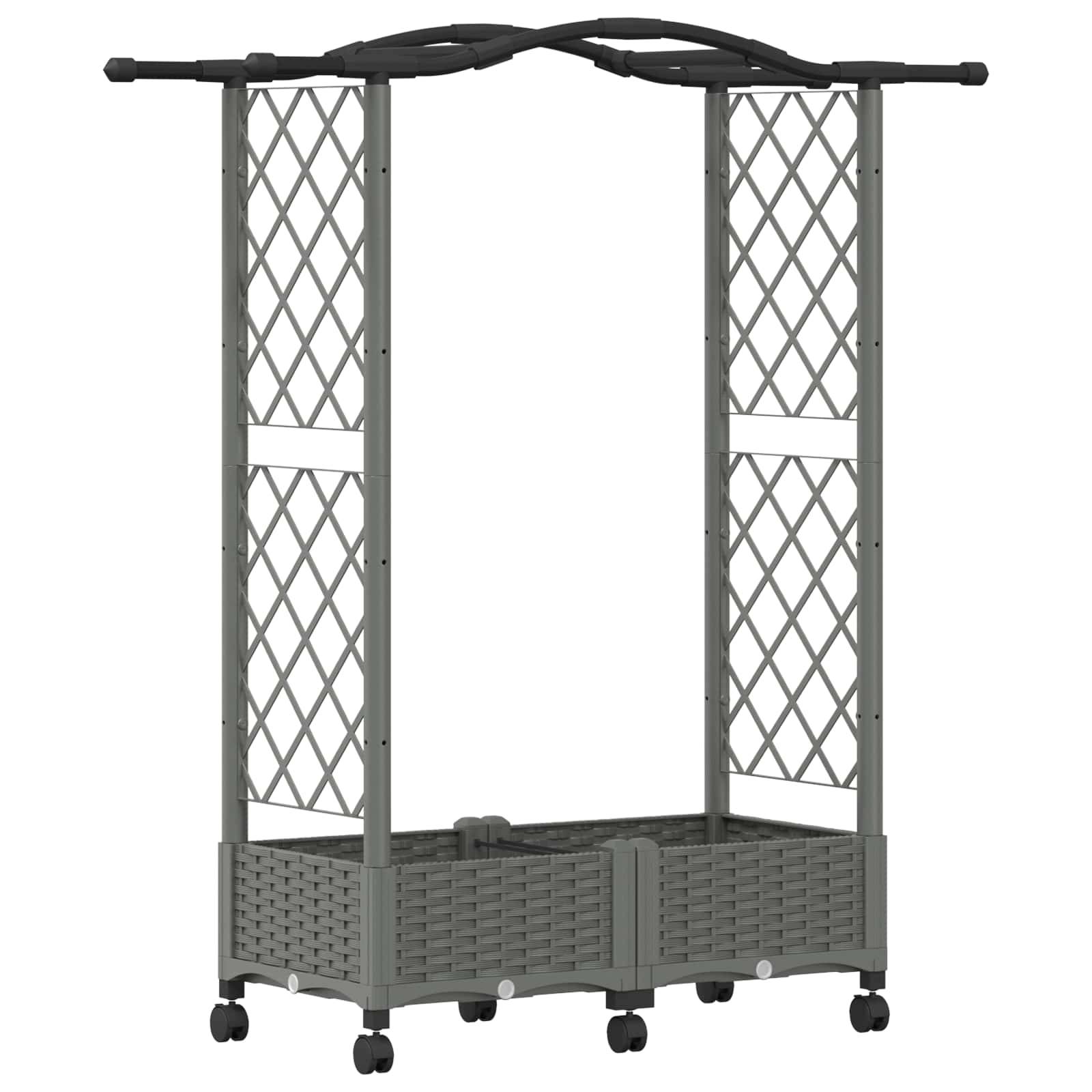 vidaXL Hochbeet mit Rankgitter und Dach Hellgrau 124 x 40 x 129 cm PP