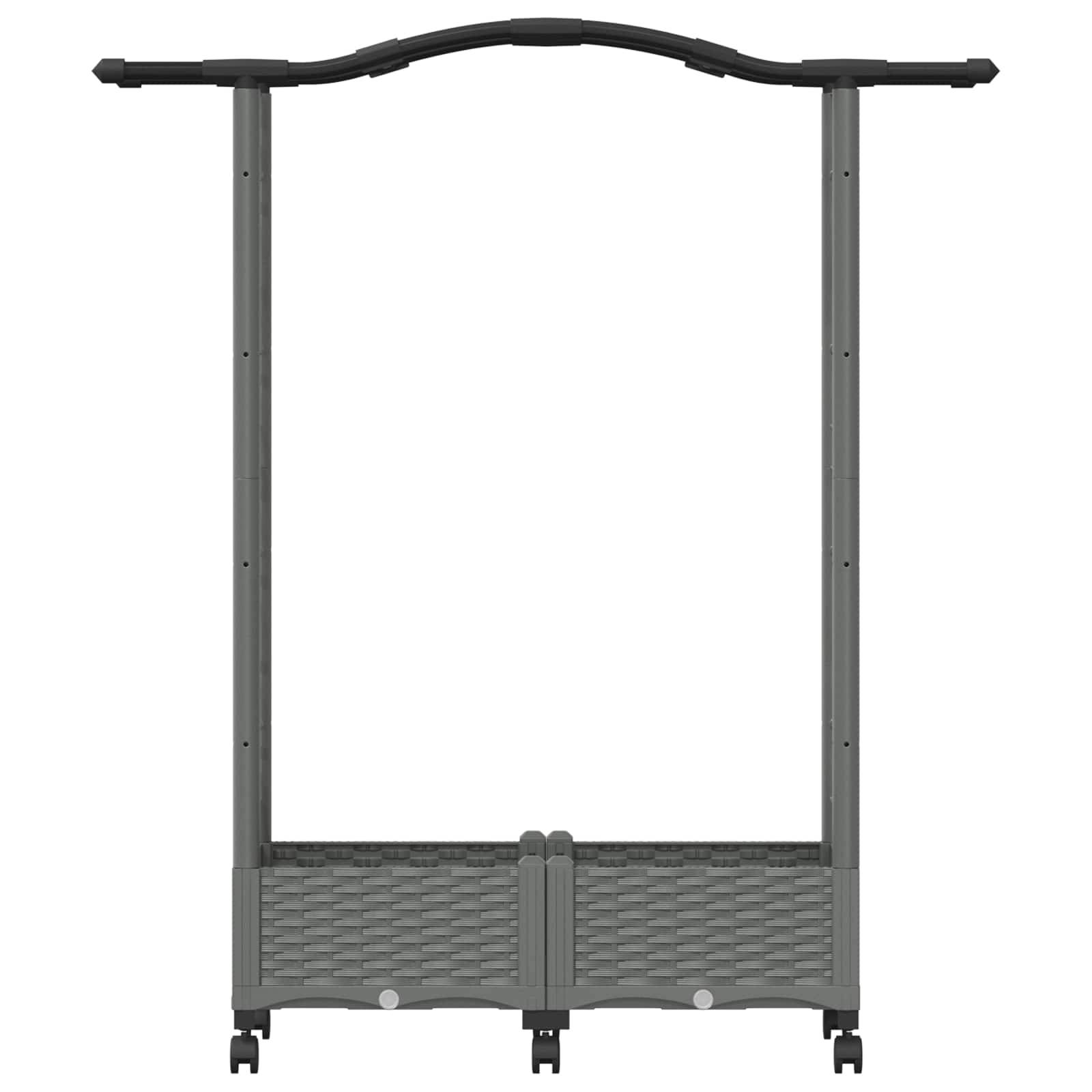 vidaXL Hochbeet mit Rankgitter und Dach Hellgrau 124 x 40 x 129 cm PP