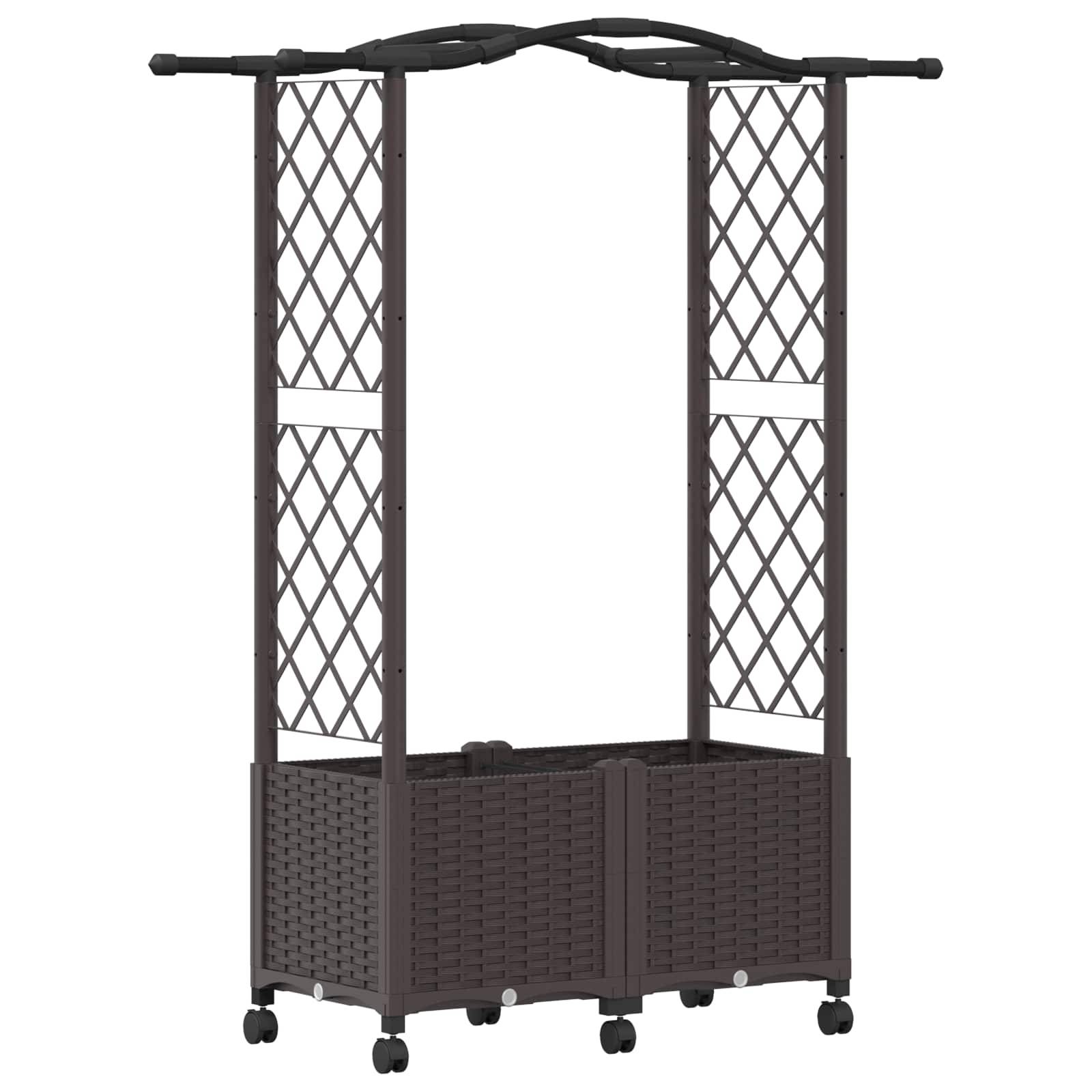 vidaXL Hochbeet mit Rankgitter und Dach Braun 125 x 40 x 144 cm PP