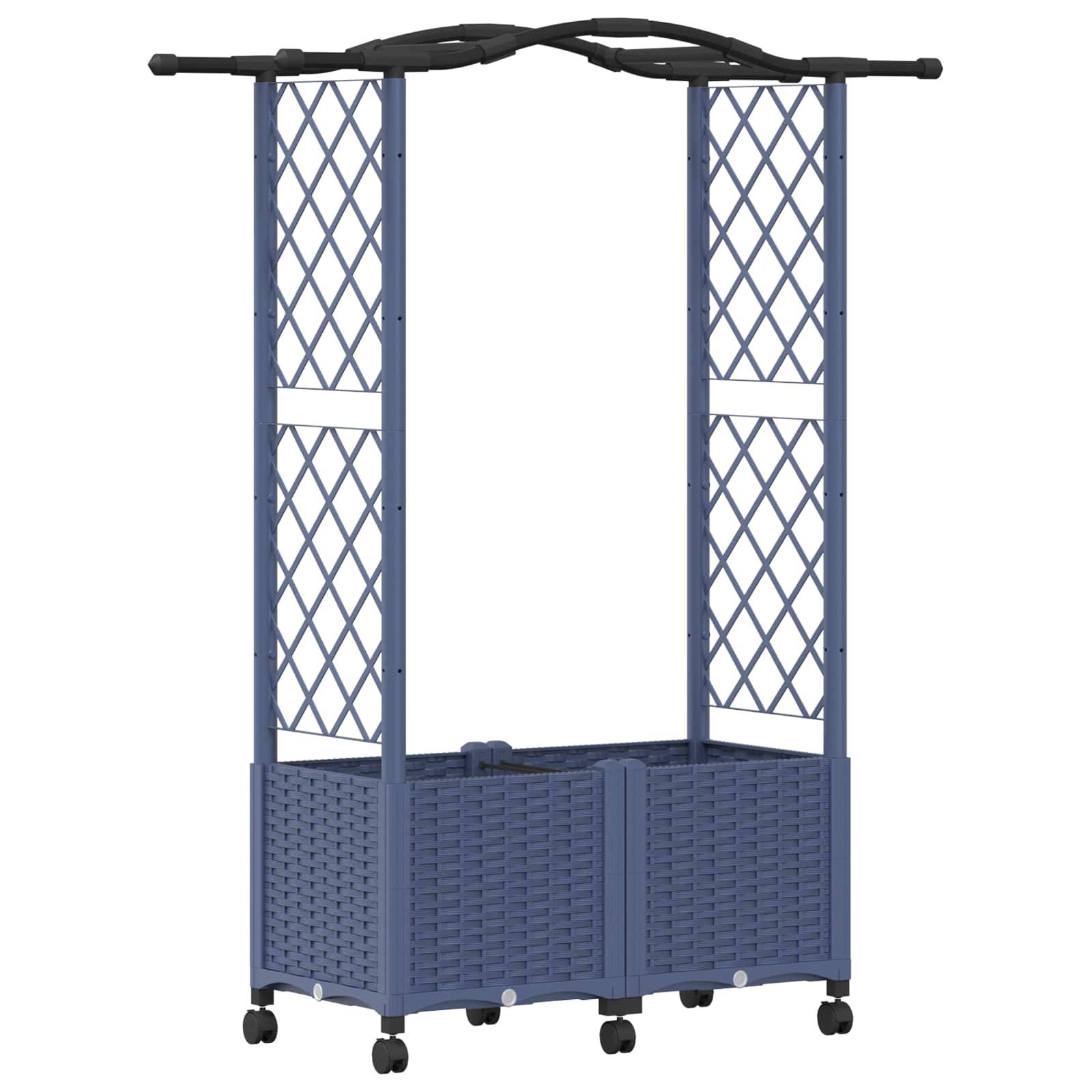 vidaXL Hochbeet mit Rankgitter und Dach Grau 125 x 40 x 144 cm PP