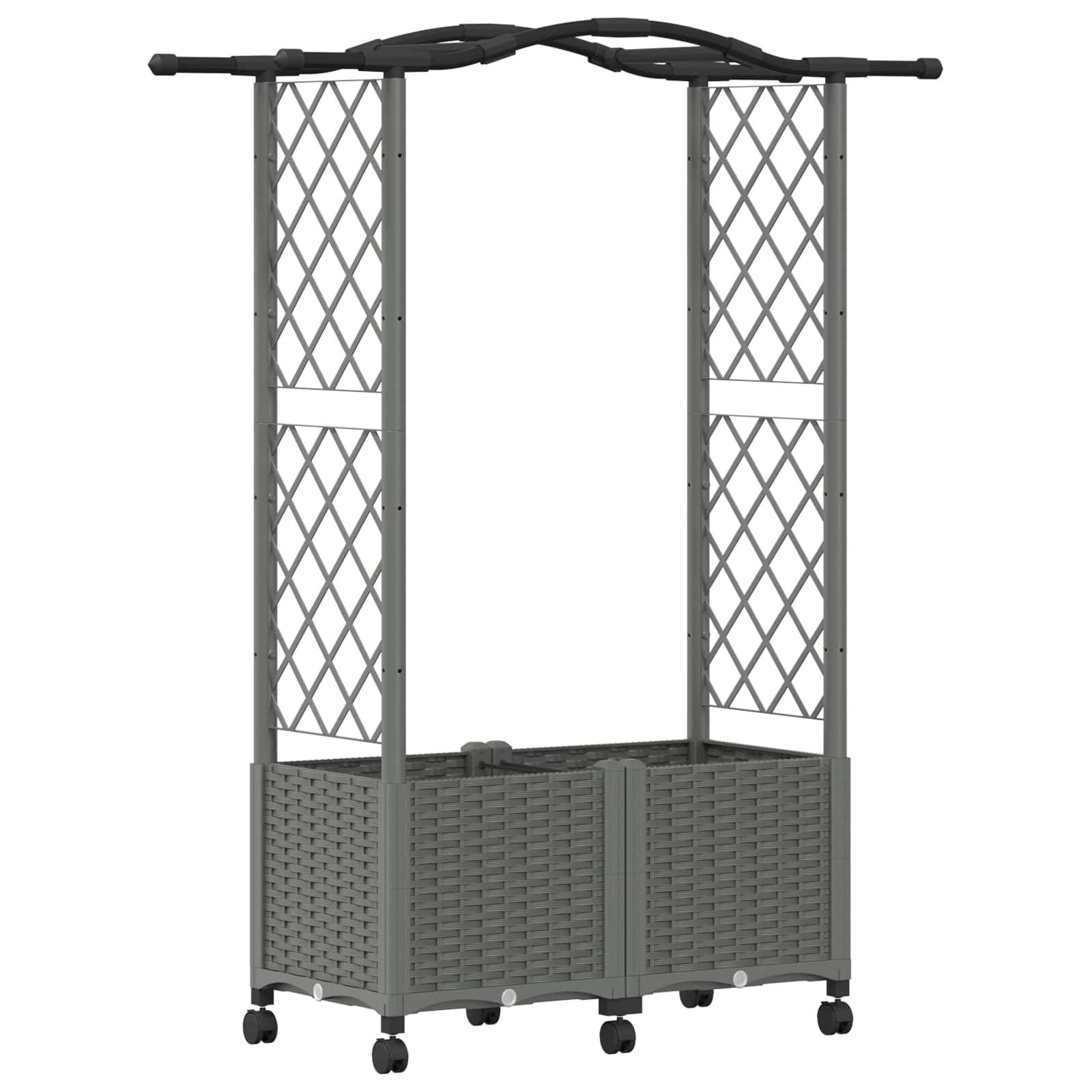 vidaXL Hochbeet mit Rankgitter und Dach Hellgrau 125 x 40 x 144 cm PP