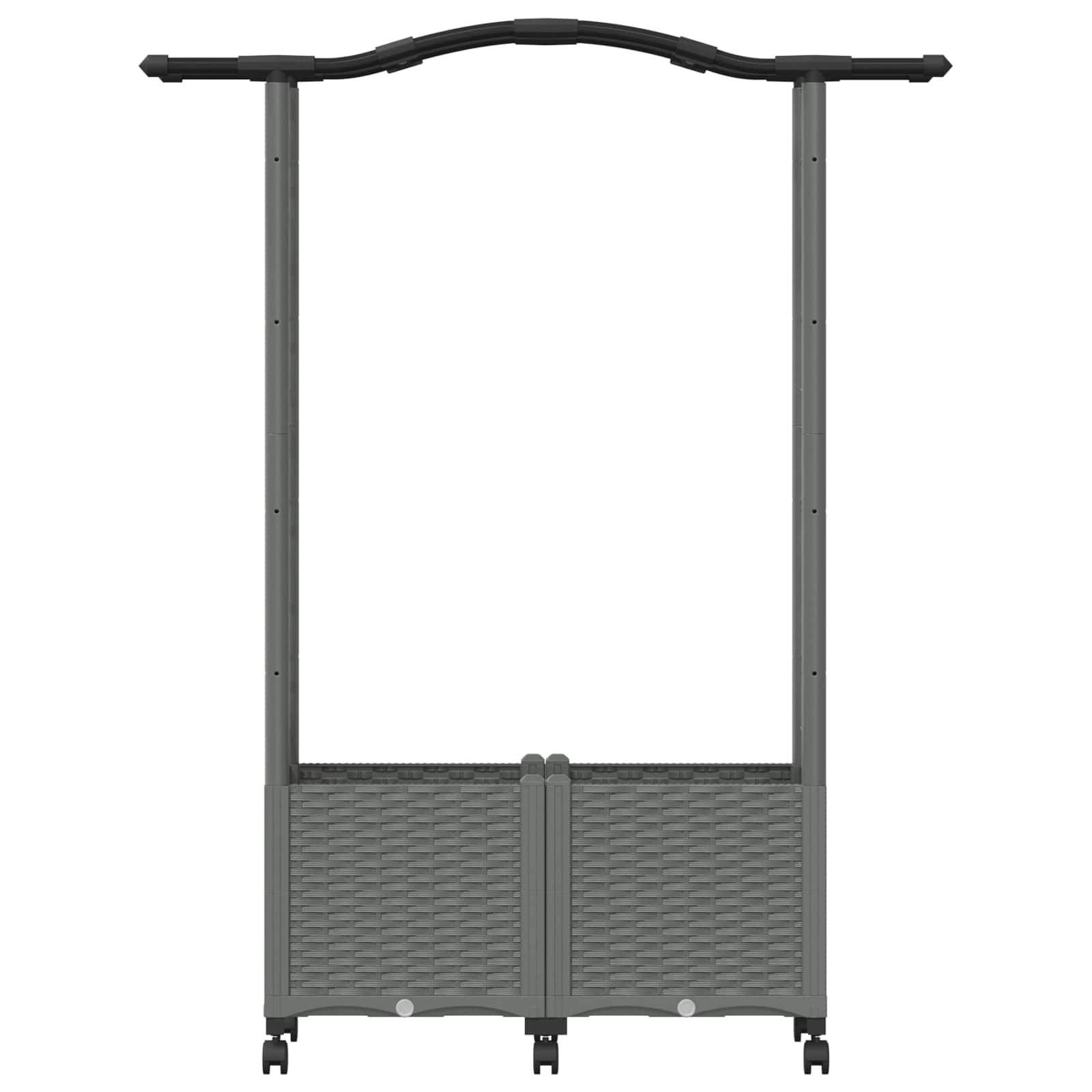 vidaXL Hochbeet mit Rankgitter und Dach Hellgrau 125 x 40 x 144 cm PP