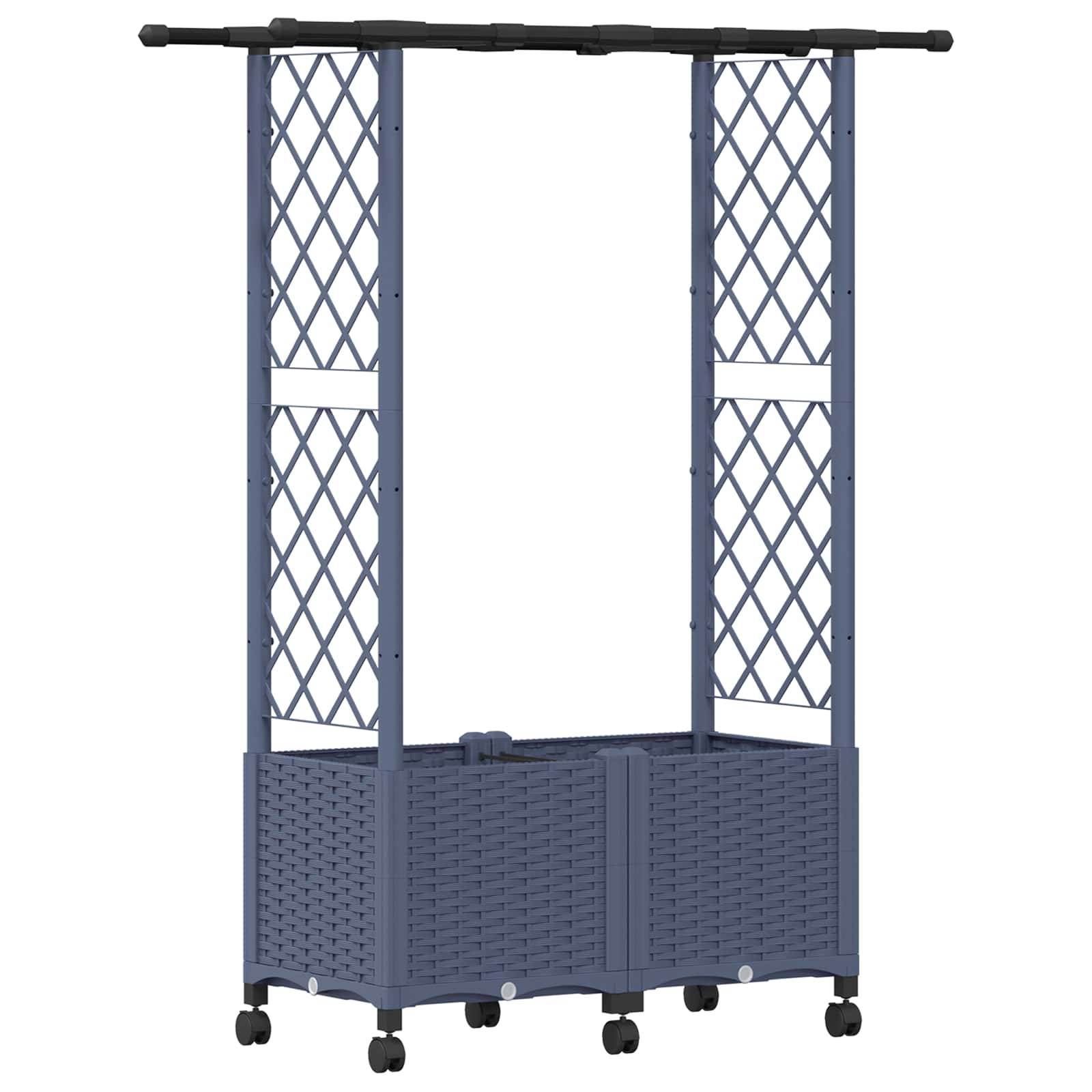 vidaXL Hochbeet mit Rankgitter und Dach Grau 124,5 x 40 x 142 cm PP