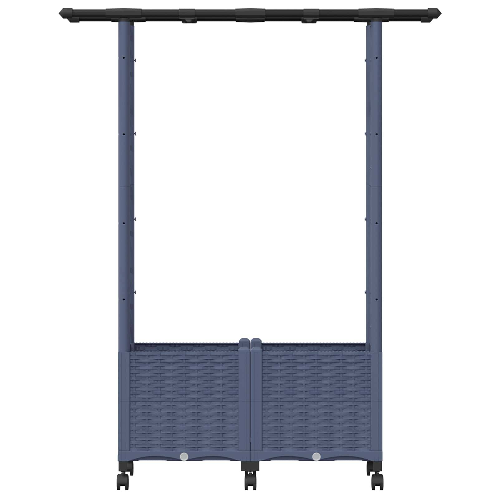 vidaXL Hochbeet mit Rankgitter und Dach Grau 124,5 x 40 x 142 cm PP