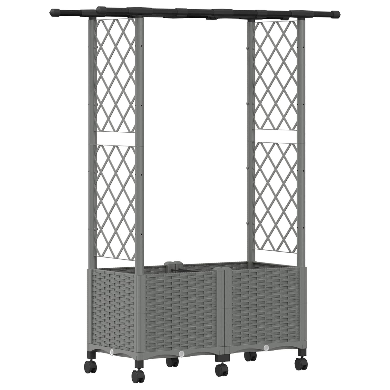 vidaXL Hochbeet mit Rankgitter und Dach Hellgrau 124,5 x 40 x 142 cm