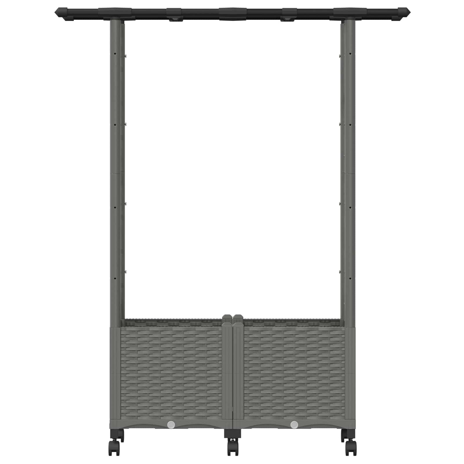 vidaXL Hochbeet mit Rankgitter und Dach Hellgrau 124,5 x 40 x 142 cm