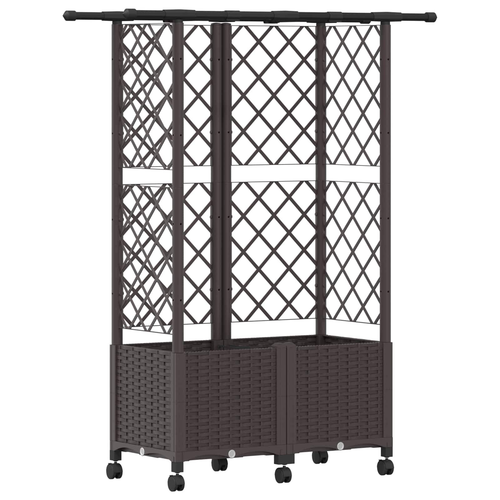 vidaXL Hochbeet mit Rankgitter und Dach Braun 124 x 40 x 142 cm PP