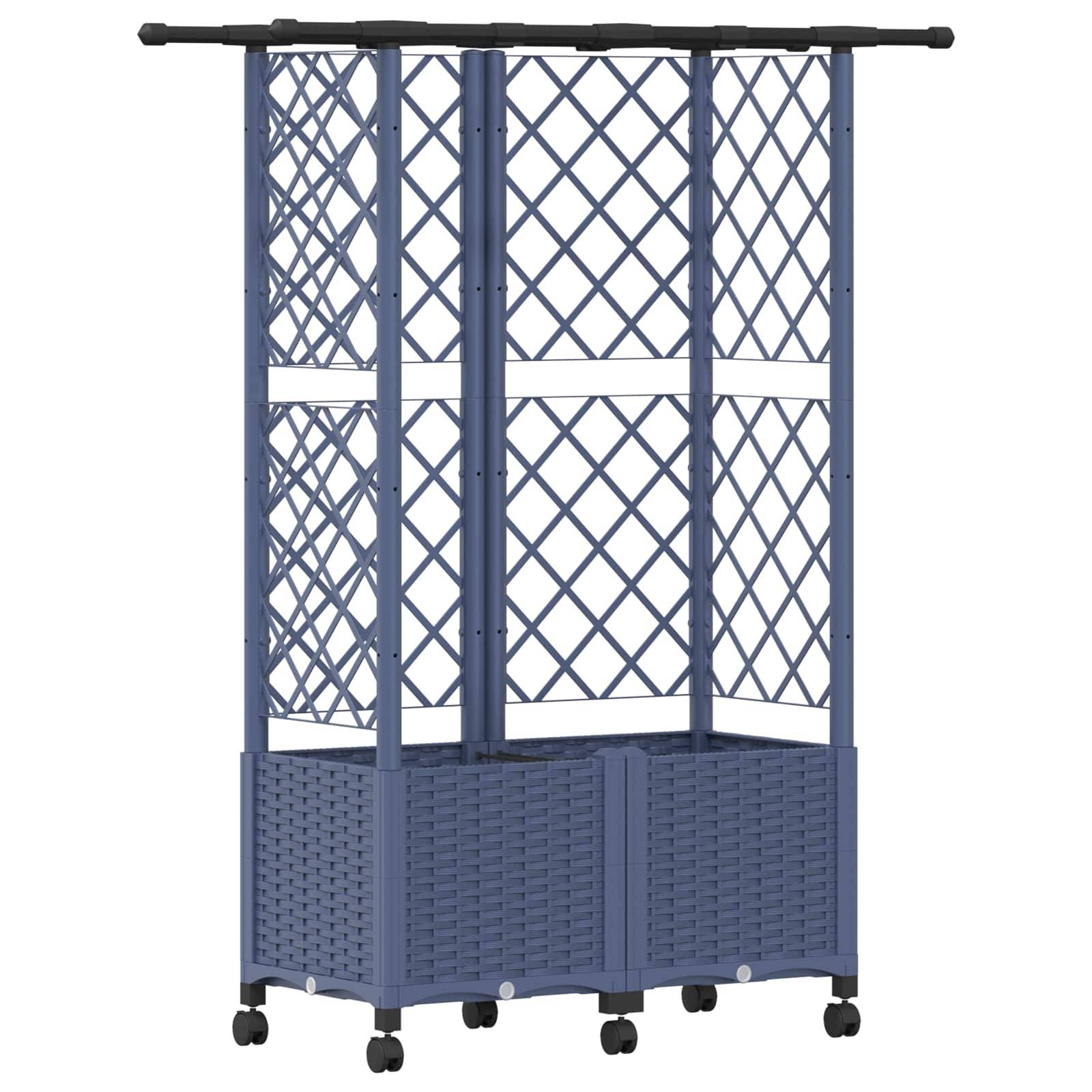 vidaXL Hochbeet mit Rankgitter und Dach Grau 124 x 40 x 142 cm PP