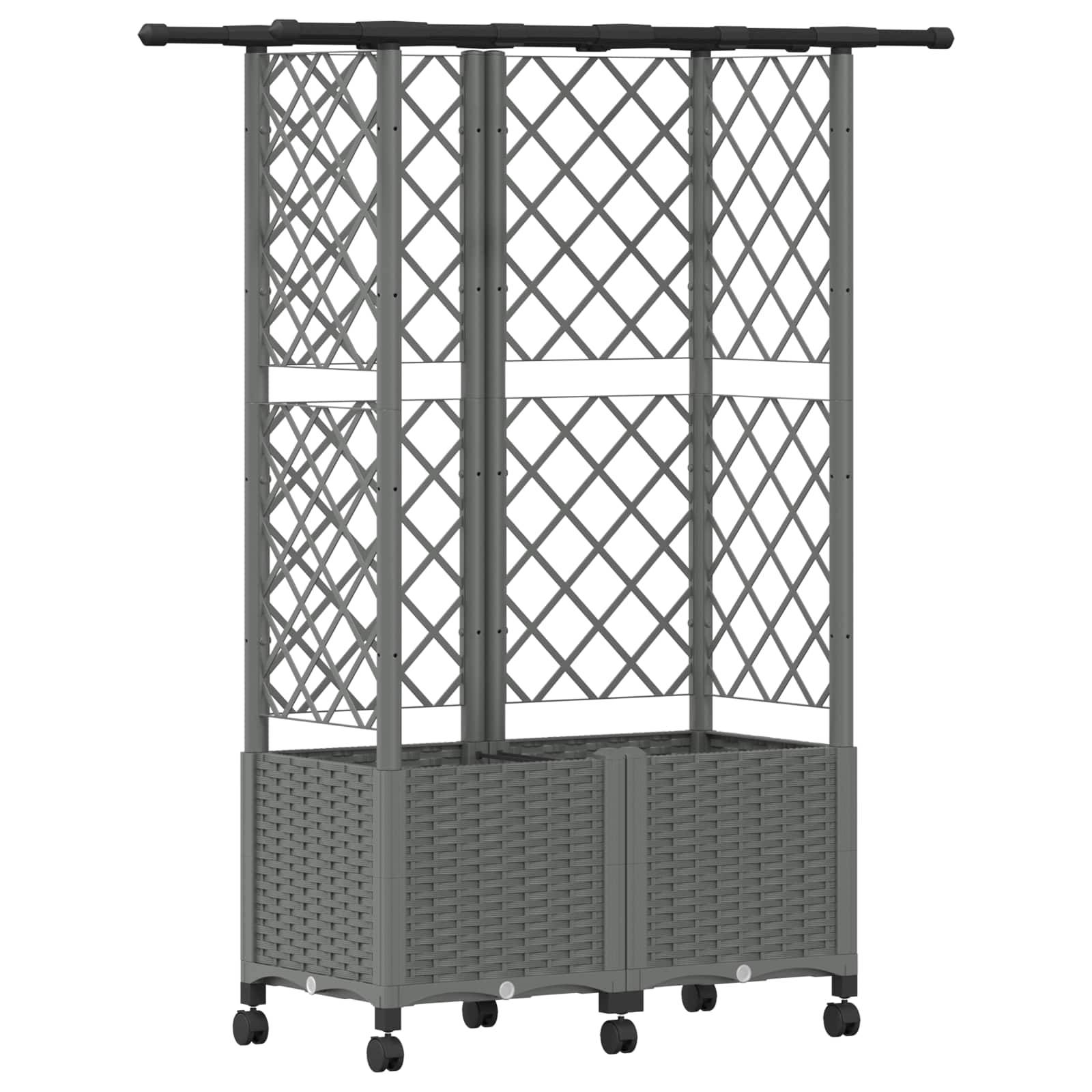 vidaXL Hochbeet mit Rankgitter und Dach Hellgrau 124 x 40 x 142 cm PP