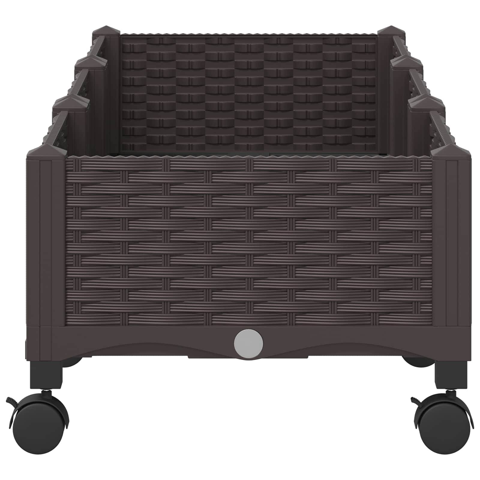 vidaXL Gartenpflanzer mit Rädern Braun 120 x 40 x 29 cm PP