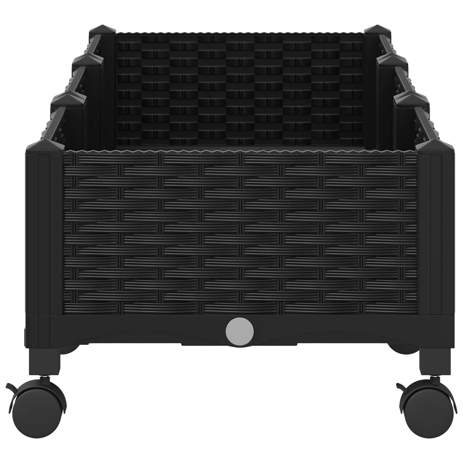 vidaXL Gartenpflanzer mit Rädern Schwarz 120 x 40 x 29 cm PP