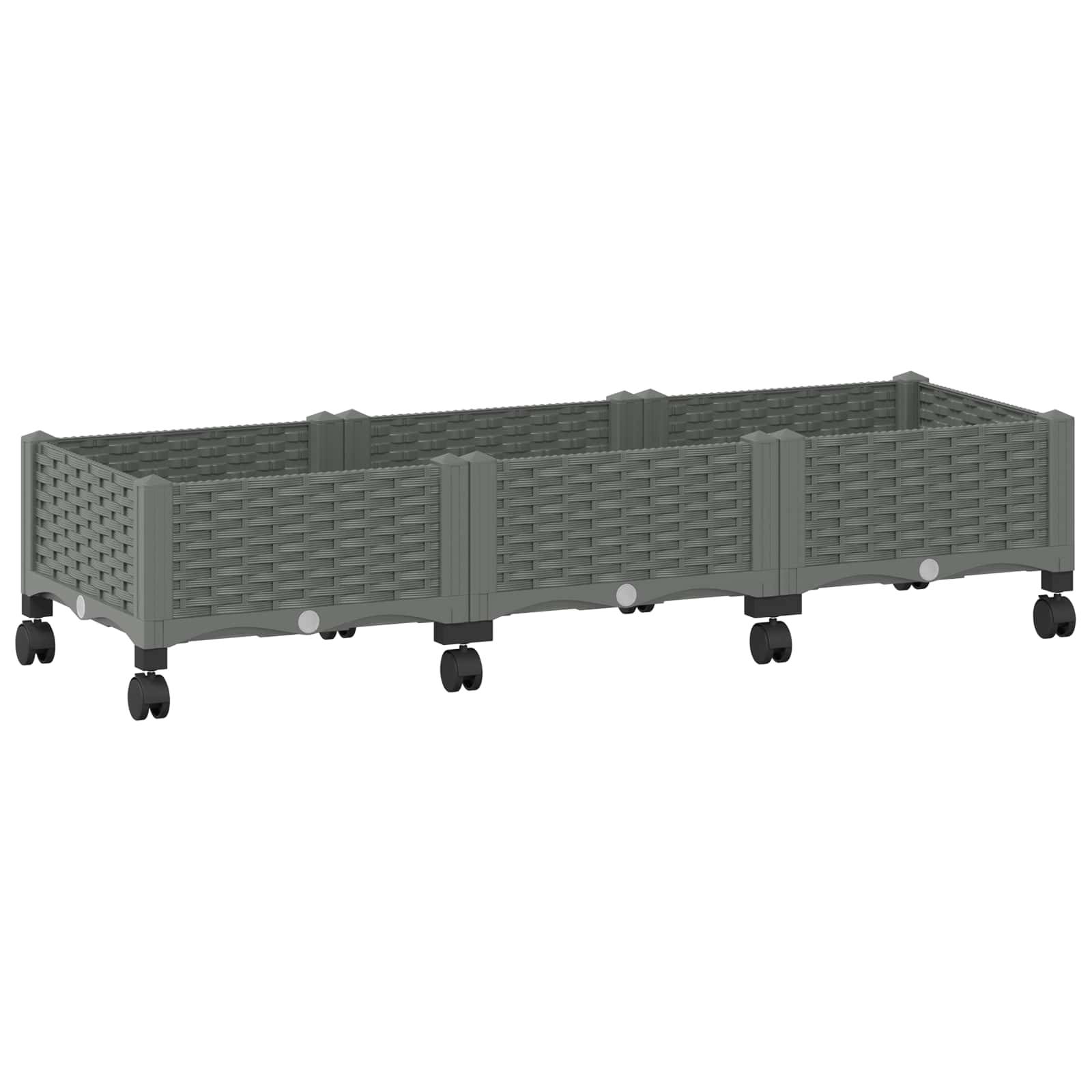 vidaXL Gartenpflanzer mit Rädern Hellgrau 120 x 40 x 33 cm PP