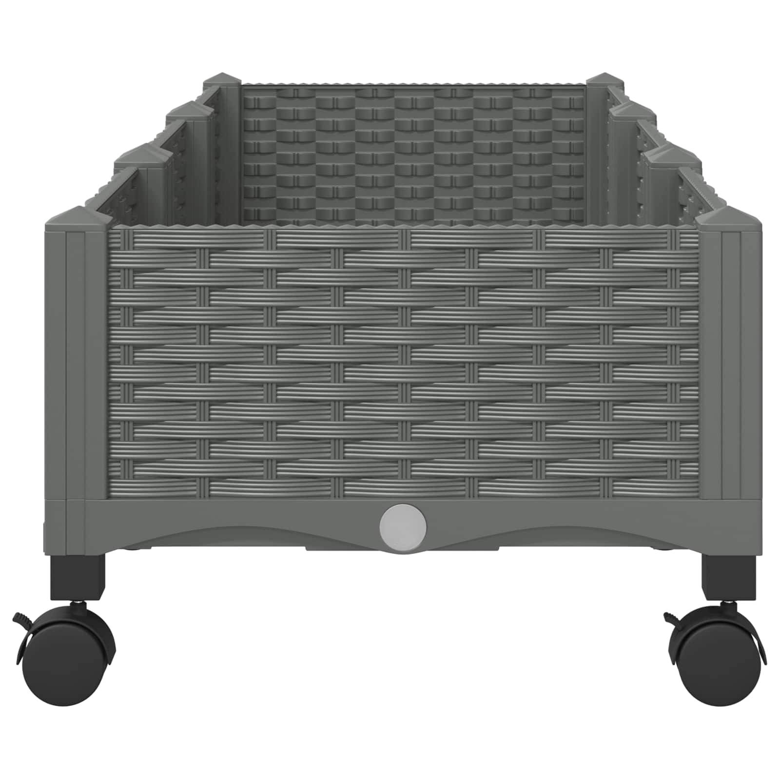 vidaXL Gartenpflanzer mit Rädern Hellgrau 120 x 40 x 33 cm PP