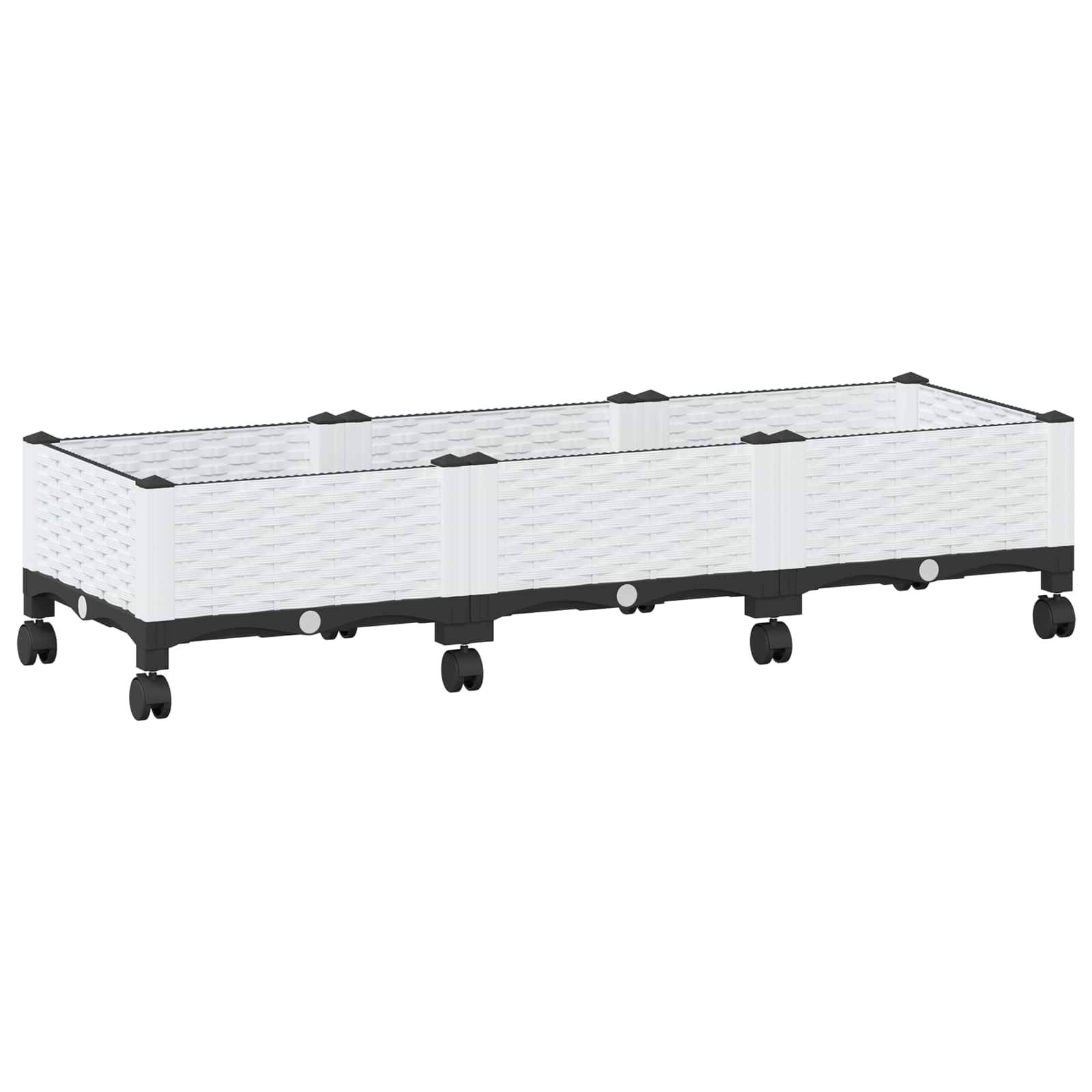 vidaXL Gartenpflanzer mit Rädern Weiß 120 x 40 x 33 cm PP