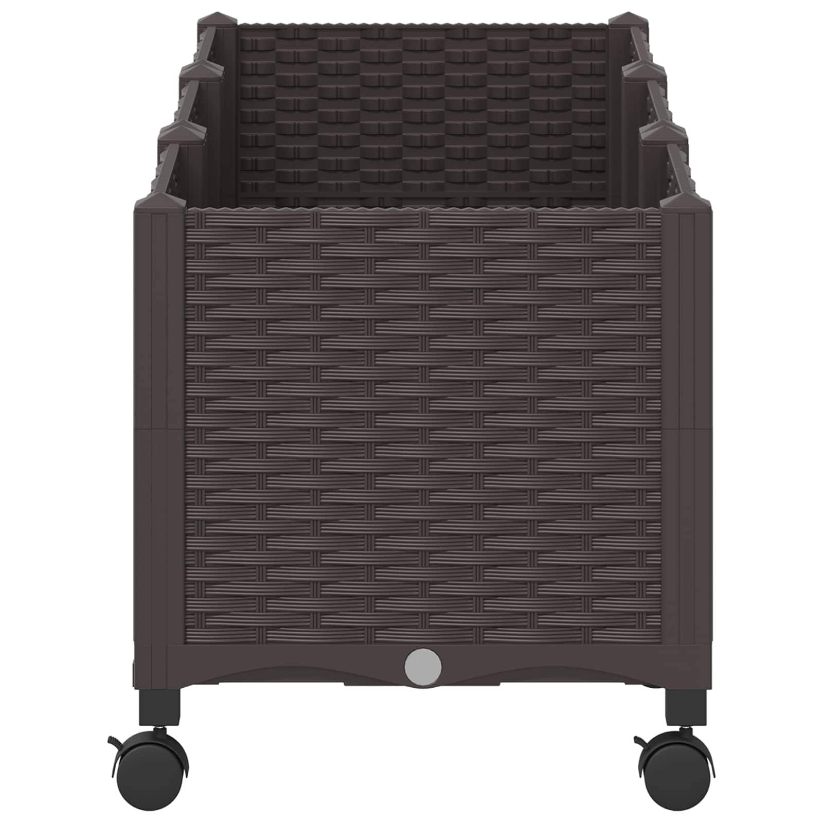 vidaXL Gartenpflanzer mit Rädern Braun 120 x 40 x 44 cm PP