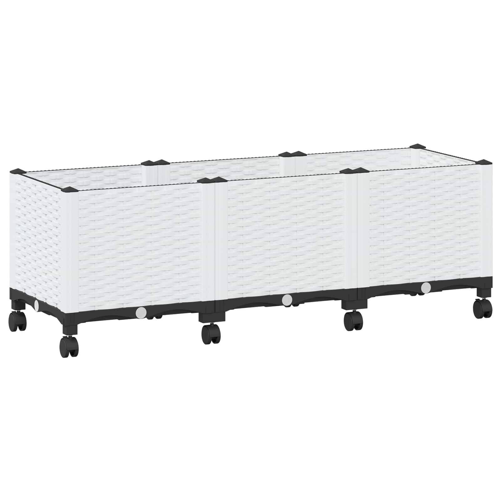 vidaXL Gartenpflanzer mit Rädern Weiß 120 x 40 x 48 cm PP