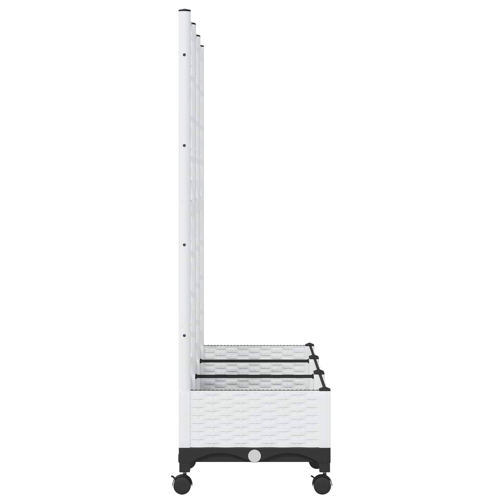 vidaXL Pflanzkübel mit Spalier und Rädern Weiß 120 x 40 x 131,5 cm PP