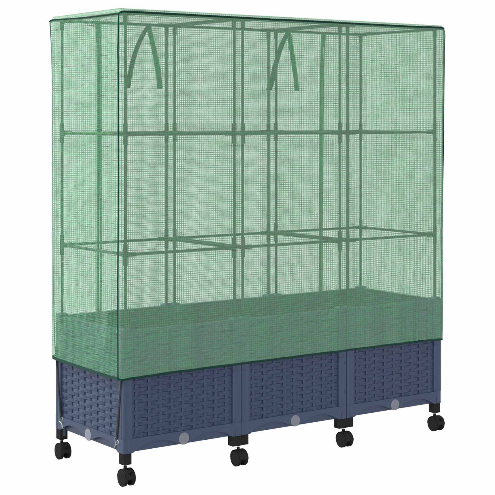 vidaXL Gartenplanter mit Gewächshausabdeckung und Rädern 3 Stk. PP