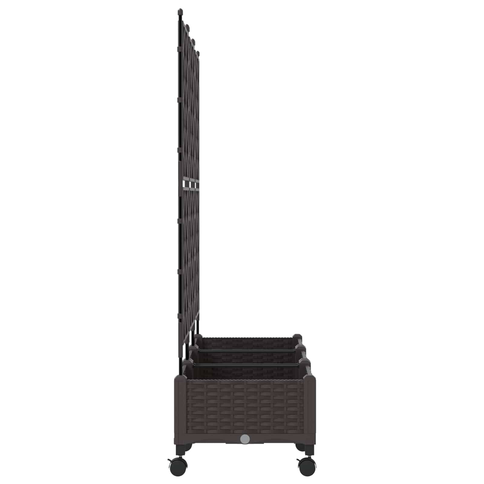 vidaXL Pflanzkübel mit Spalier und Rädern 3 Stk. Braun PP