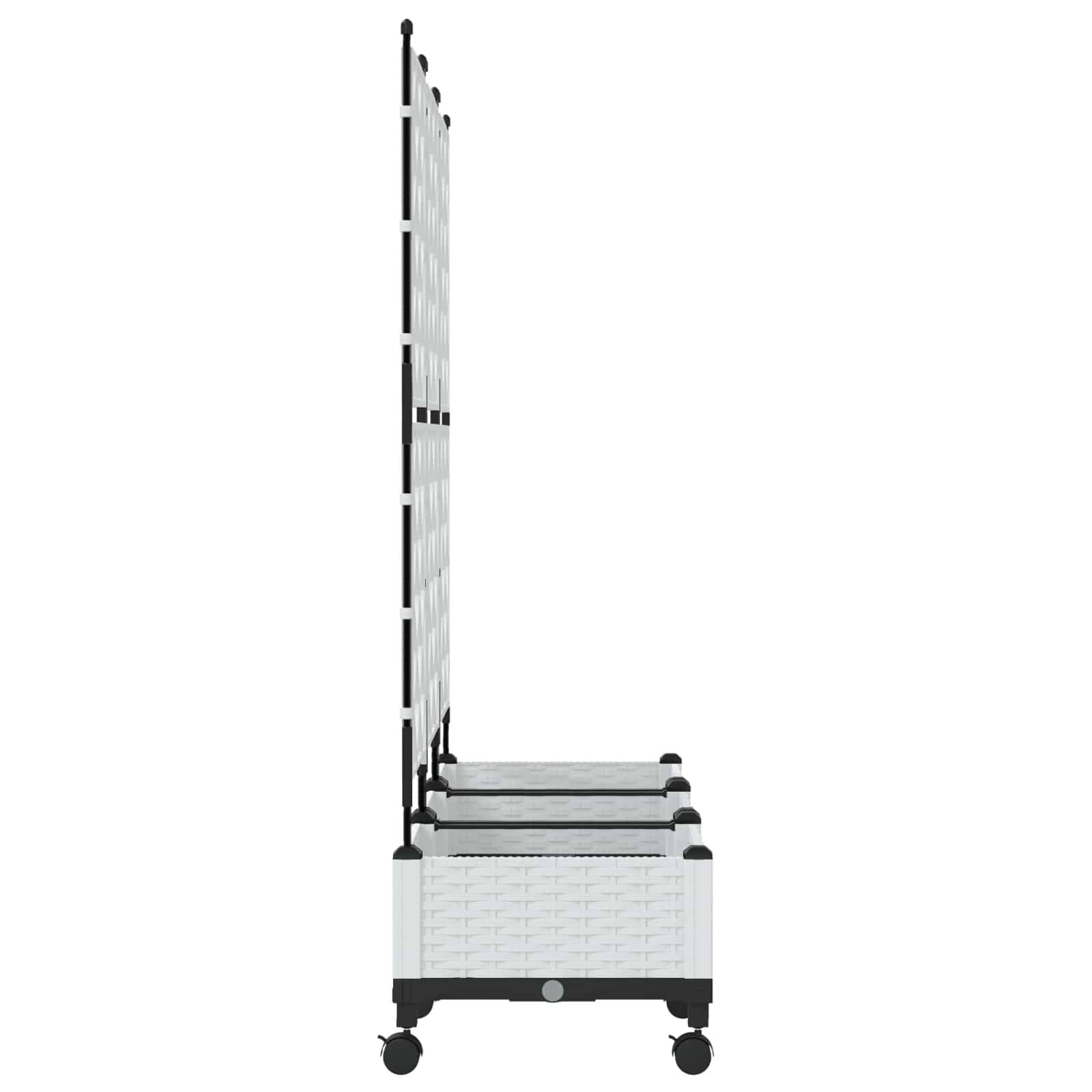 vidaXL Pflanzkübel mit Spalier und Rädern 3 Stk. Weiß PP