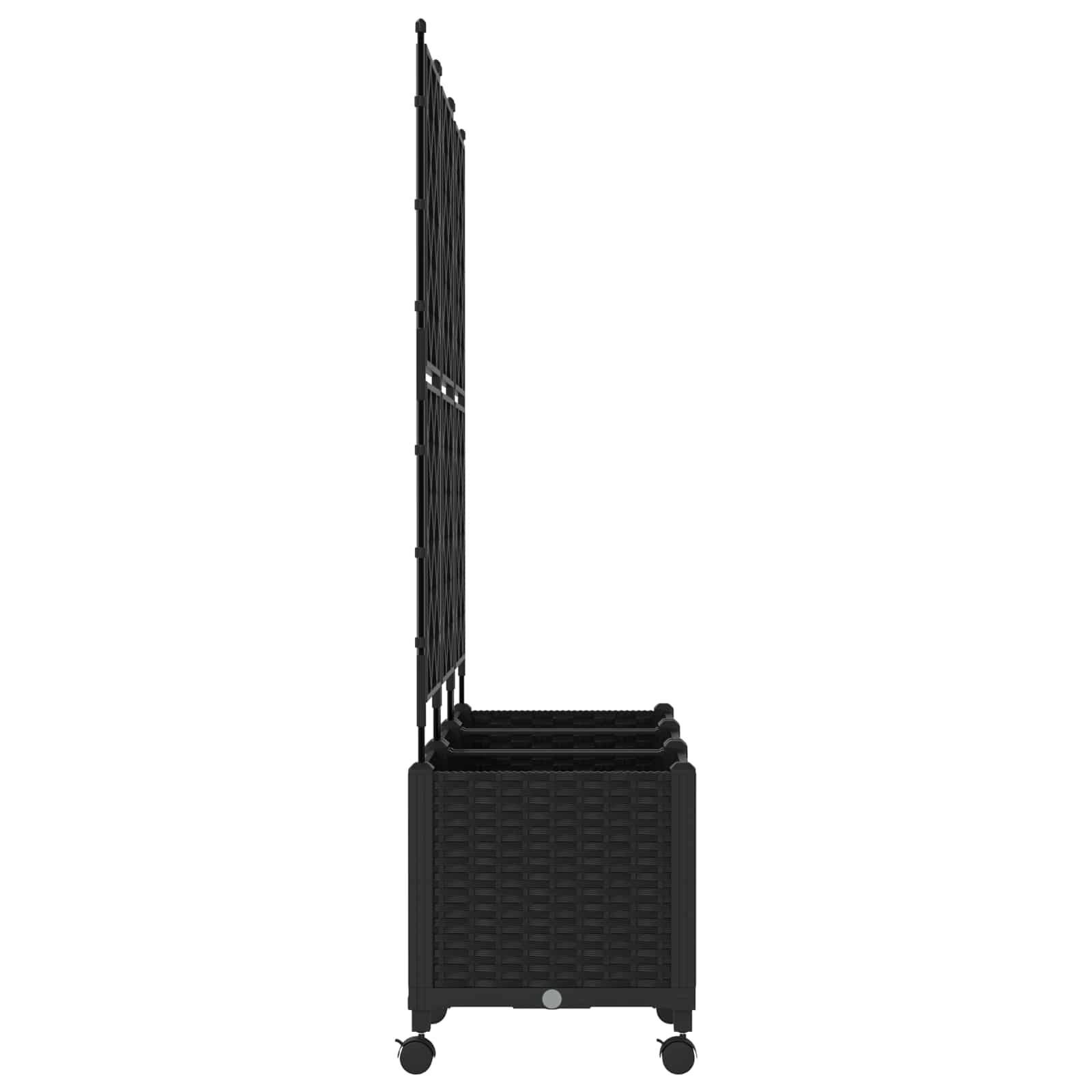 vidaXL Pflanzkübel mit Spalier und Rädern 3 Stk. Schwarz PP