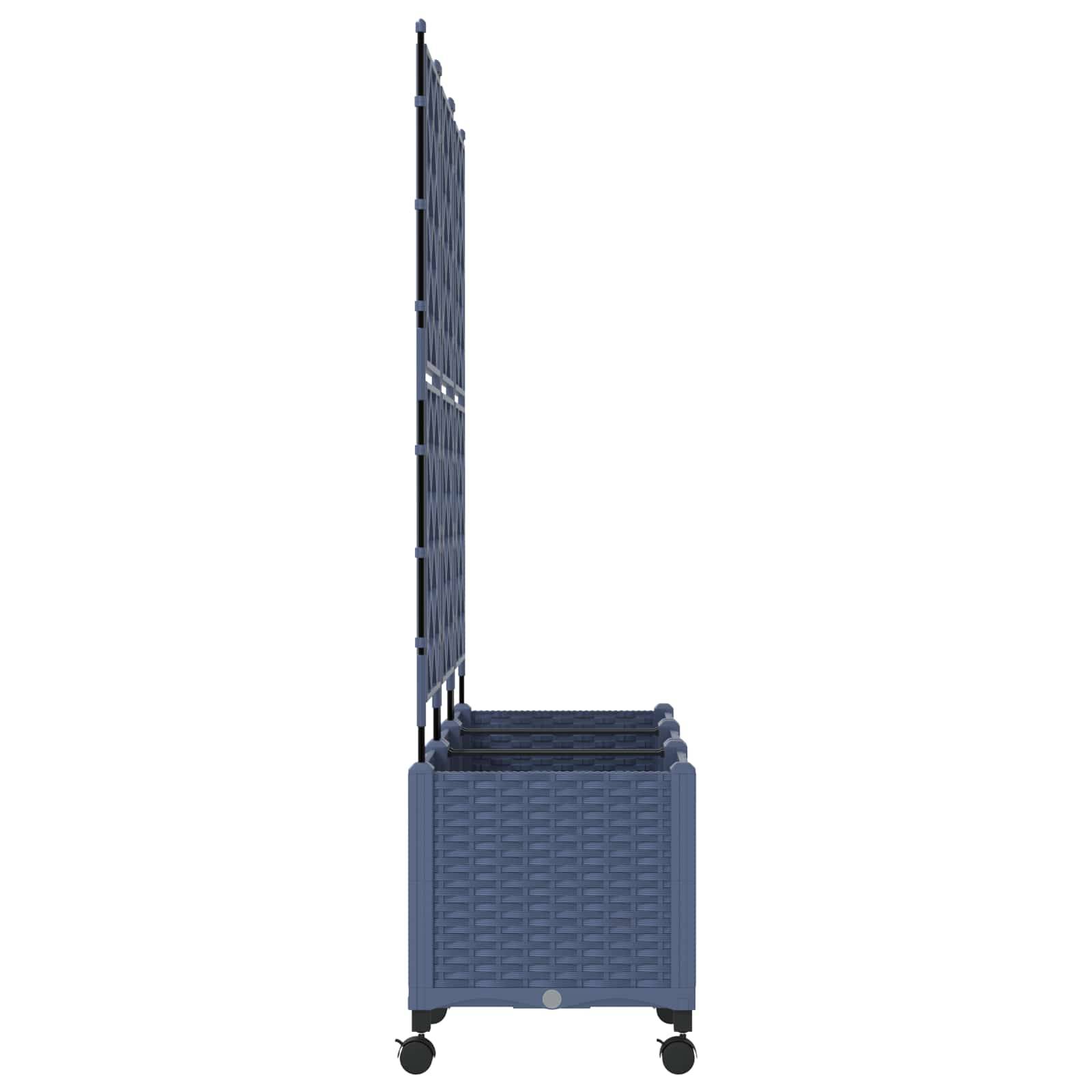 vidaXL Pflanzkübel mit Spalier und Rädern 3 Stk. Grau PP