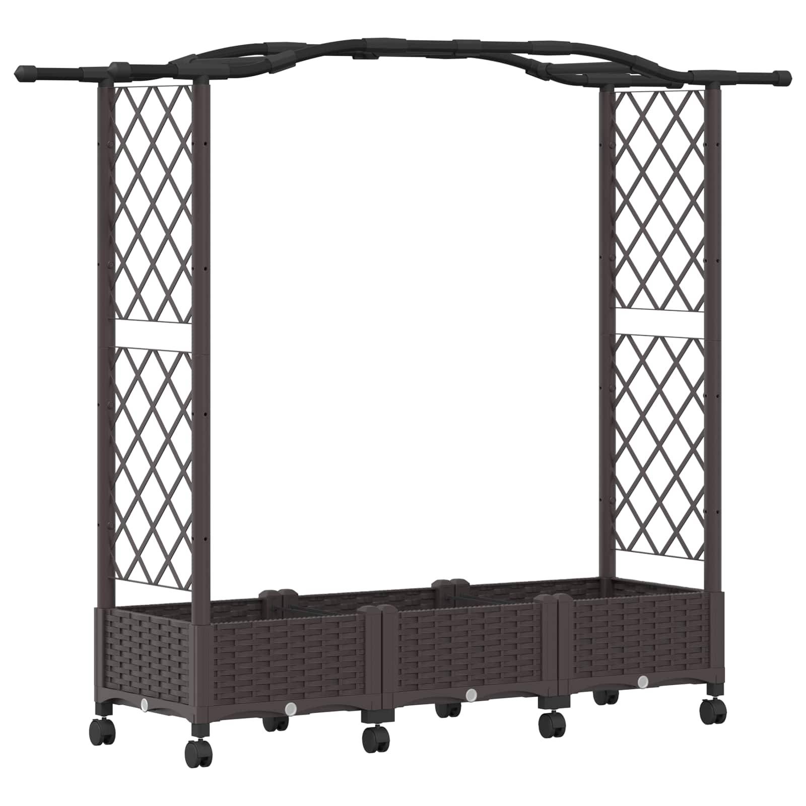 vidaXL Hochbeet mit Spalier und Rädern Braun 169 x 40 x 129 cm PP