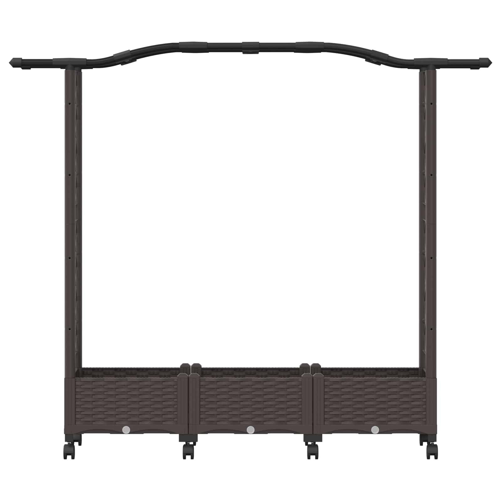 vidaXL Hochbeet mit Spalier und Rädern Braun 169 x 40 x 129 cm PP