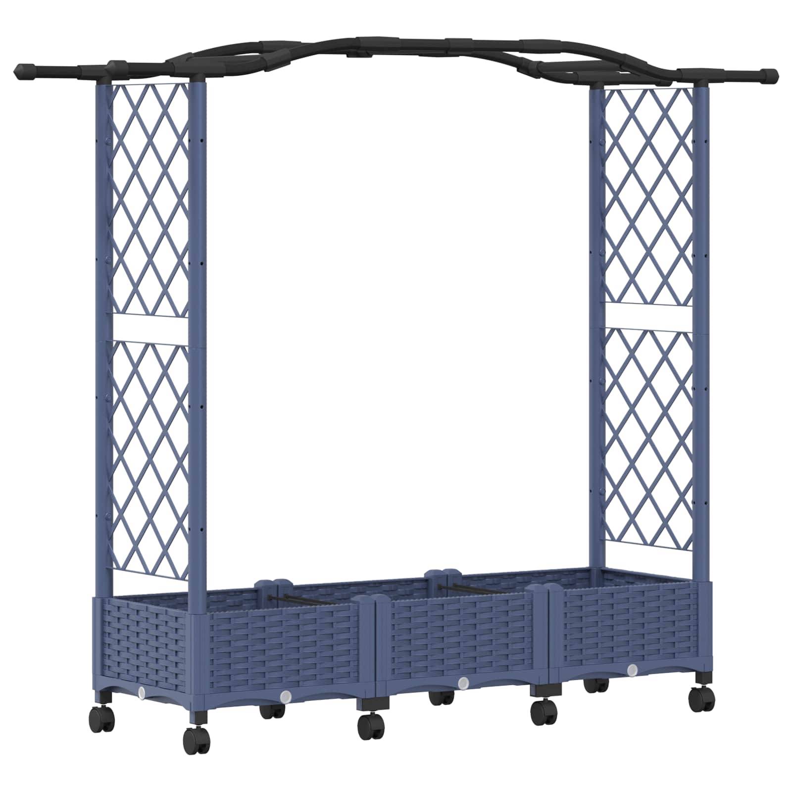 vidaXL Hochbeet mit Rankgitter und Dach Grau 169 x 40 x 129 cm PP