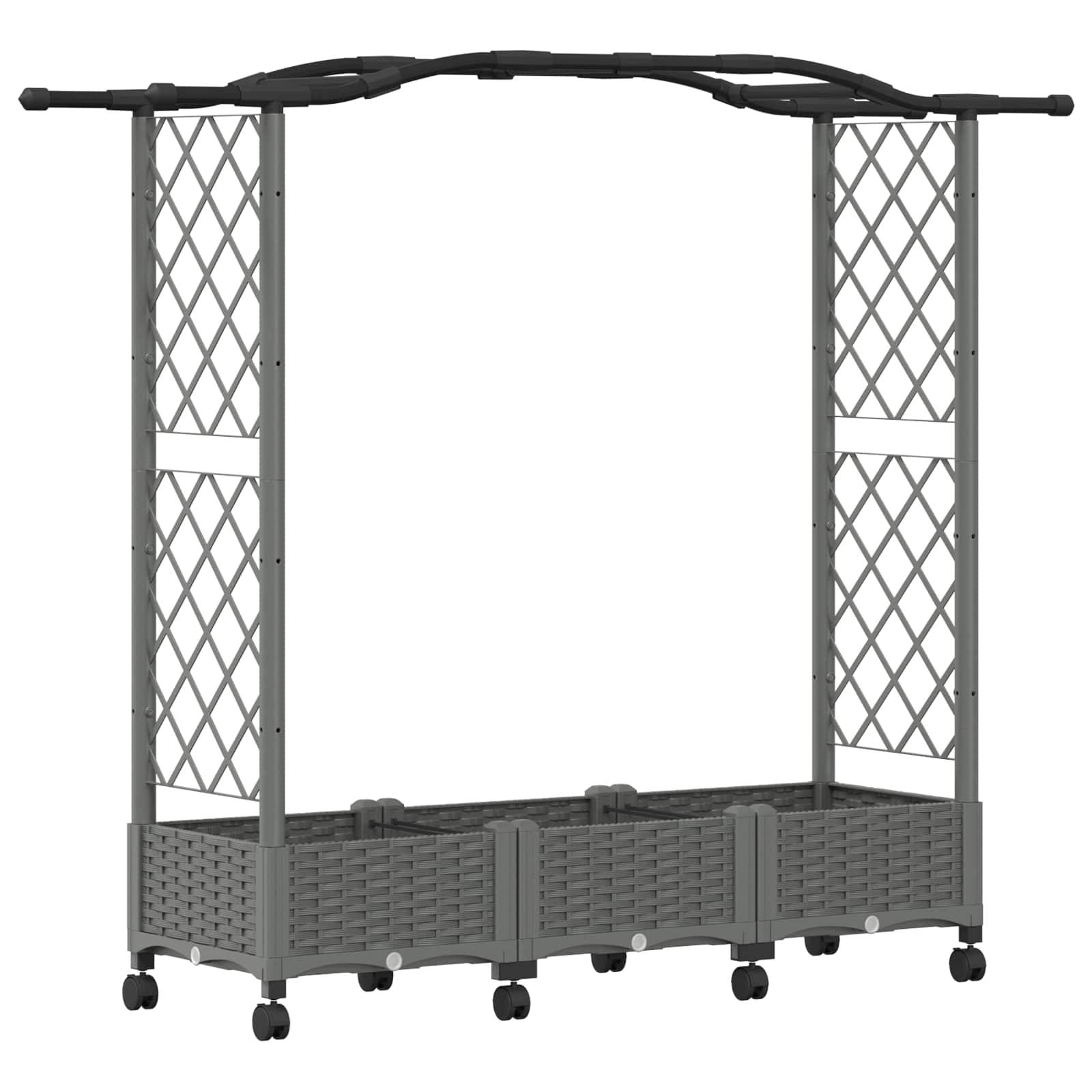 vidaXL Hochbeet mit Rankgitter und Dach Hellgrau 169 x 40 x 129 cm PP