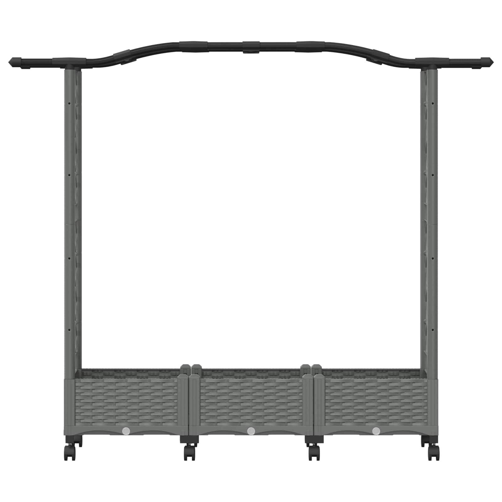 vidaXL Hochbeet mit Rankgitter und Dach Hellgrau 169 x 40 x 129 cm PP
