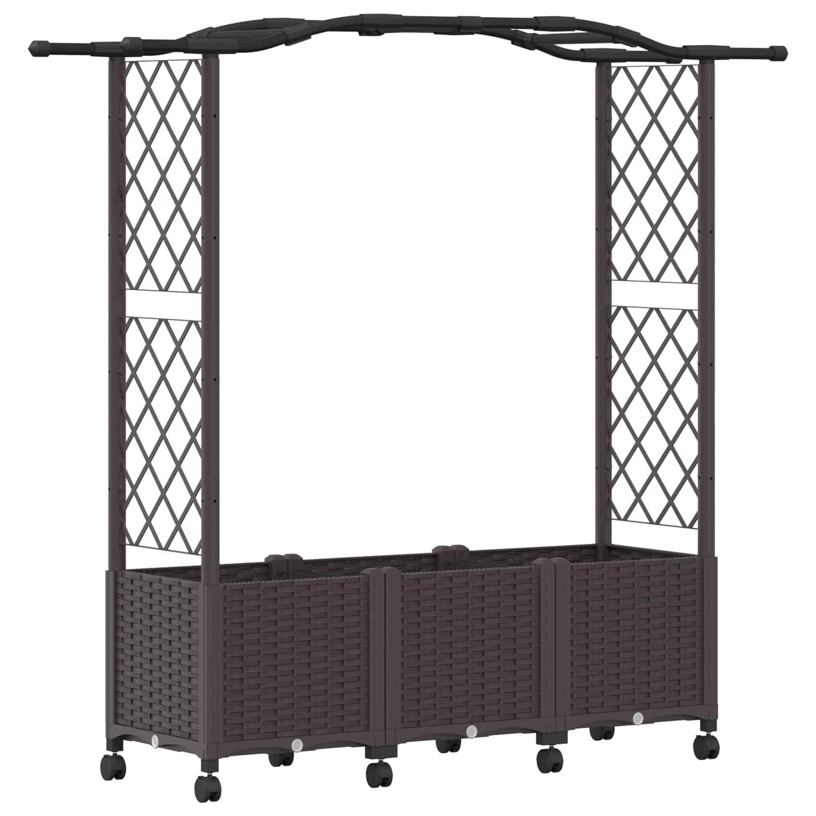vidaXL Hochbeet mit Rankgitter und Dach Braun 164 x 40 x 144 cm PP