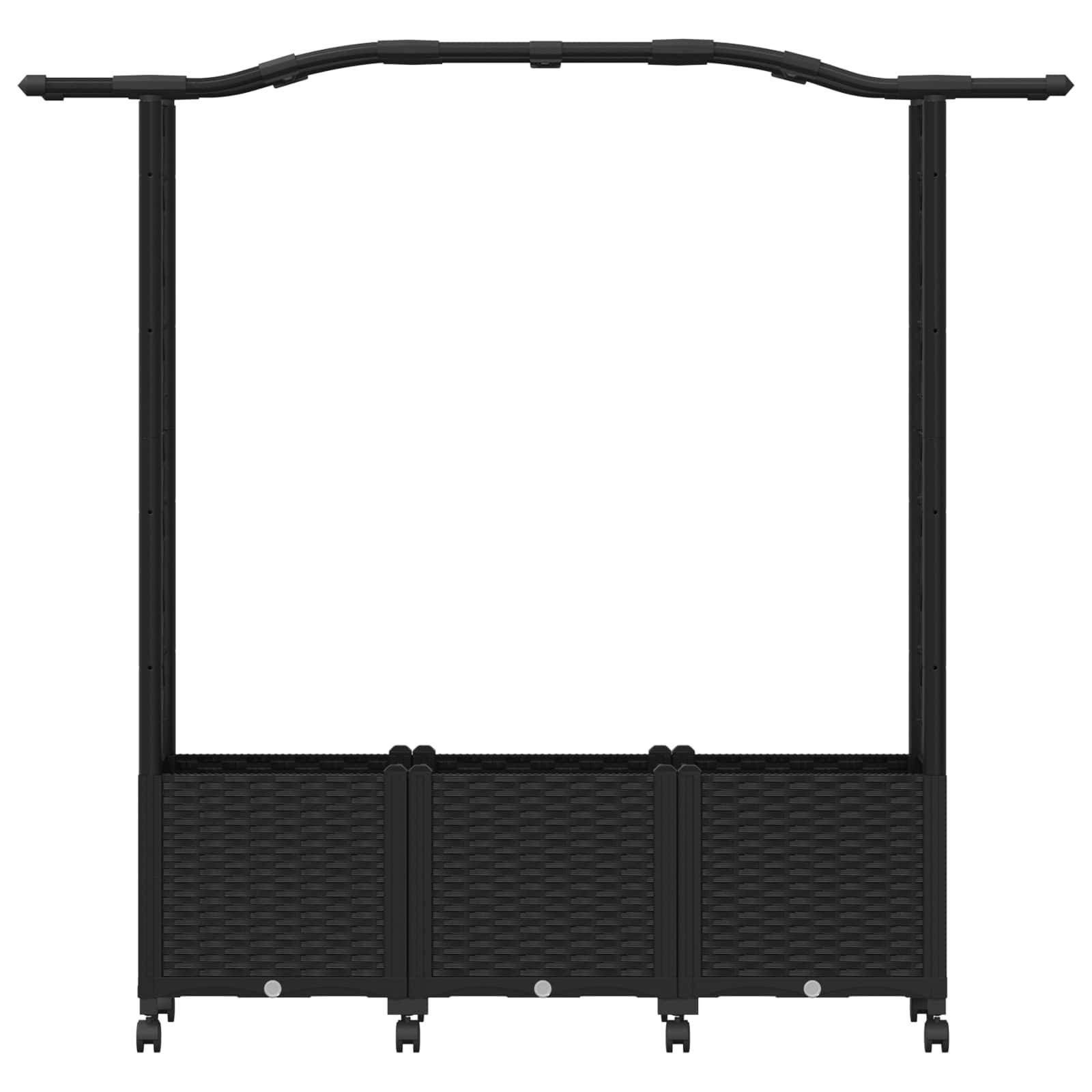 vidaXL Hochbeet mit Rankgitter und Dach Schwarz 164 x 40 x 144 cm PP