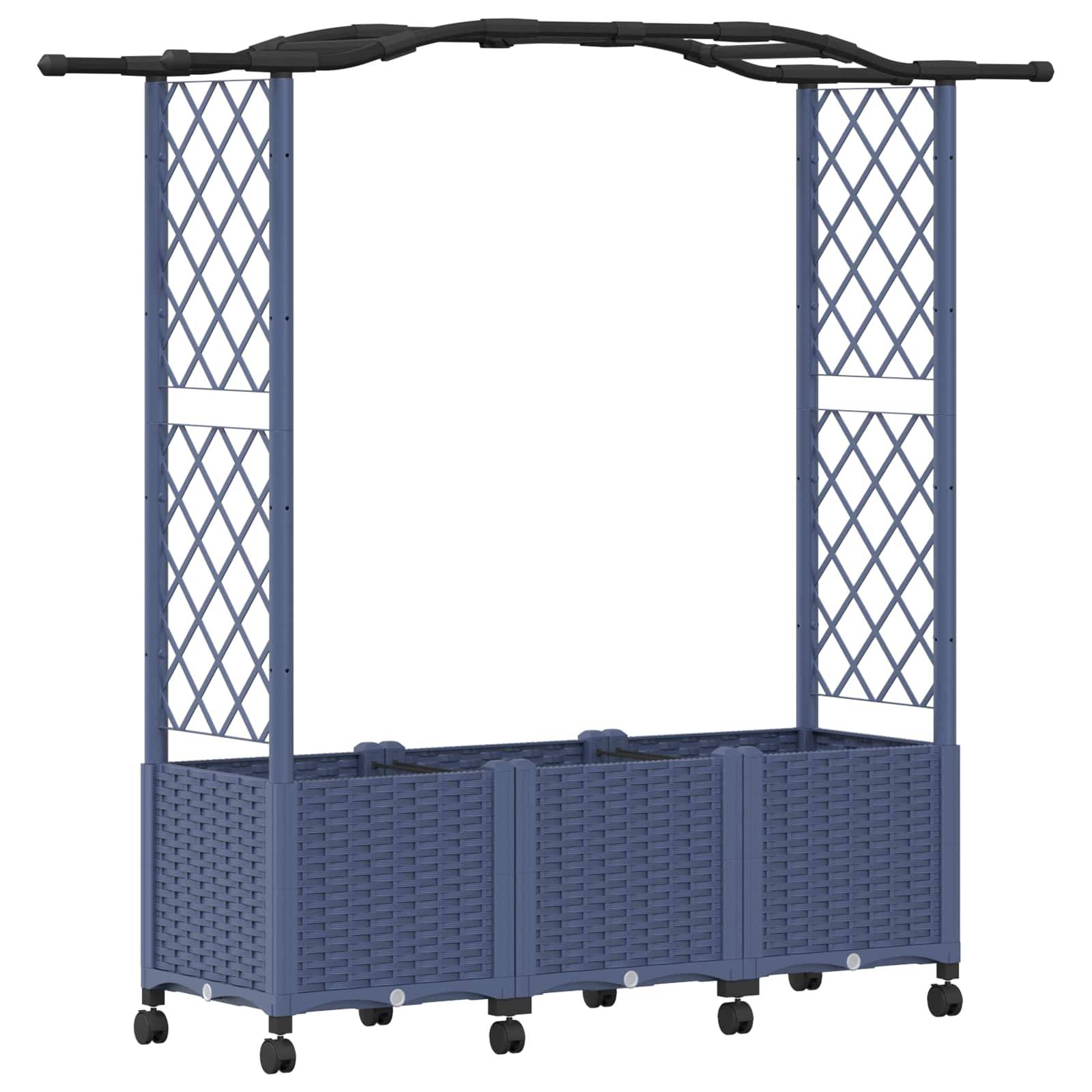 vidaXL Hochbeet mit Rankgitter und Dach Grau 164 x 40 x 144 cm PP